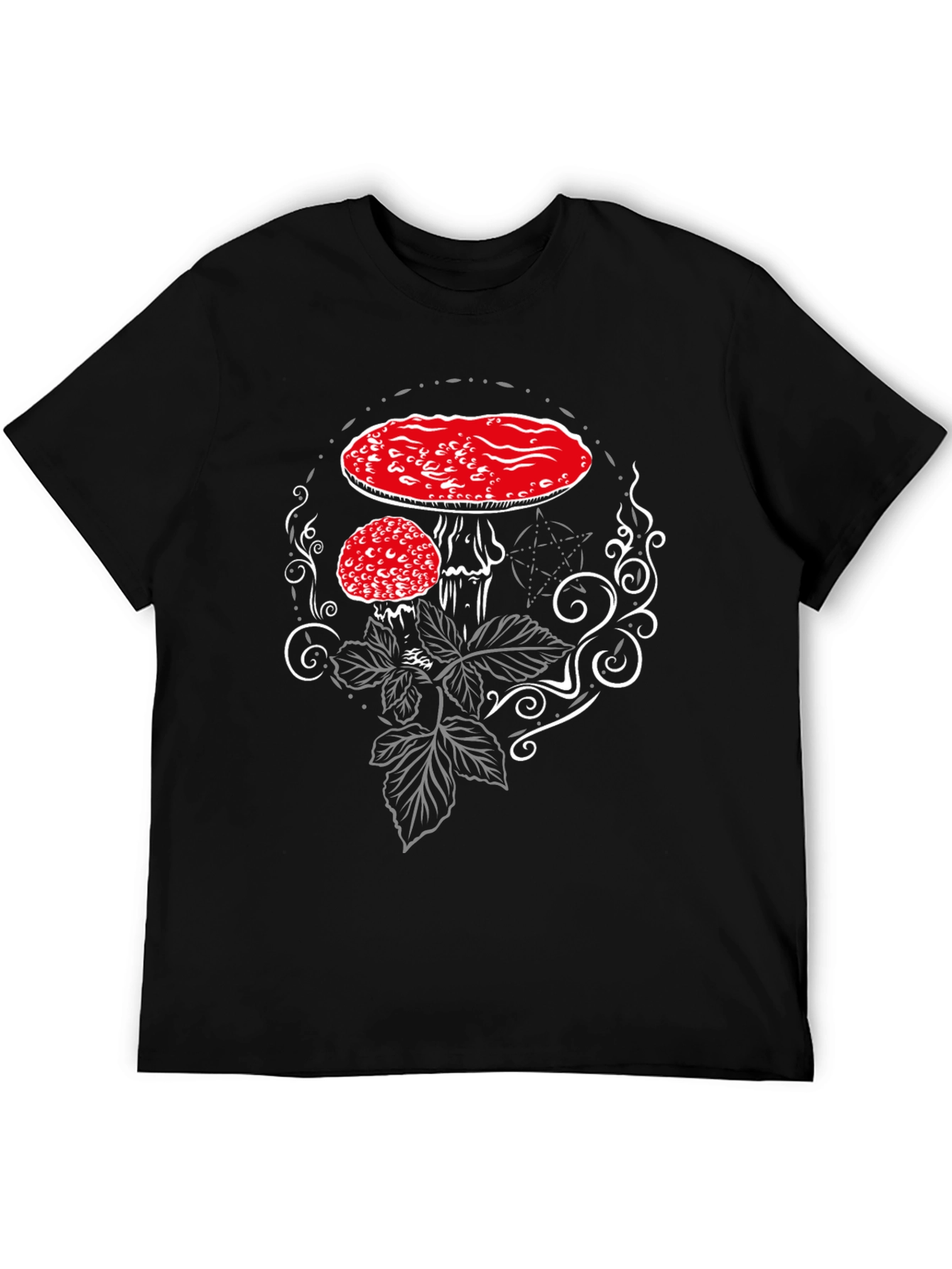 Amanita Mushroom Graphic Tee - Black Cotton Blend