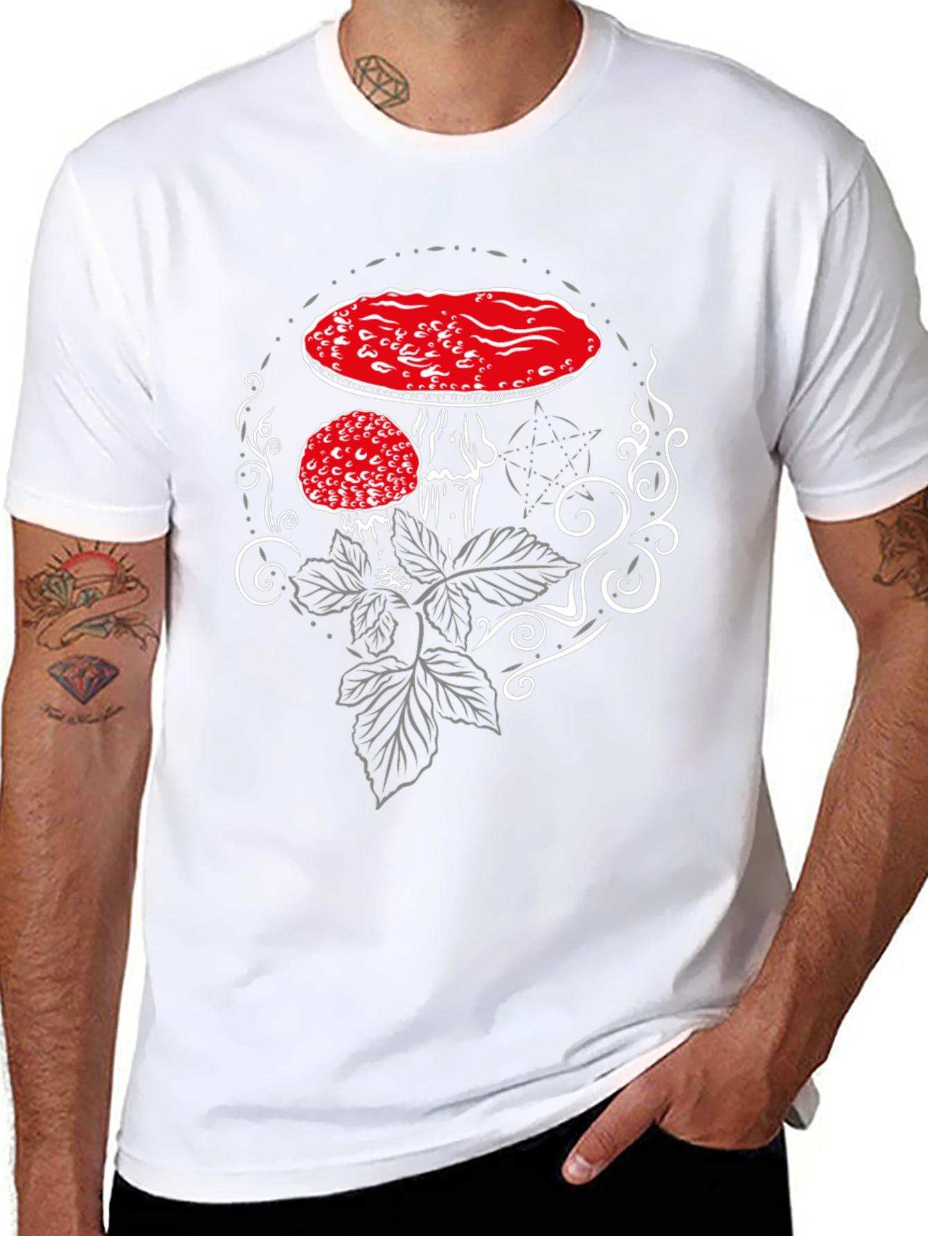 Amanita Mushroom Graphic Tee - Black Cotton Blend