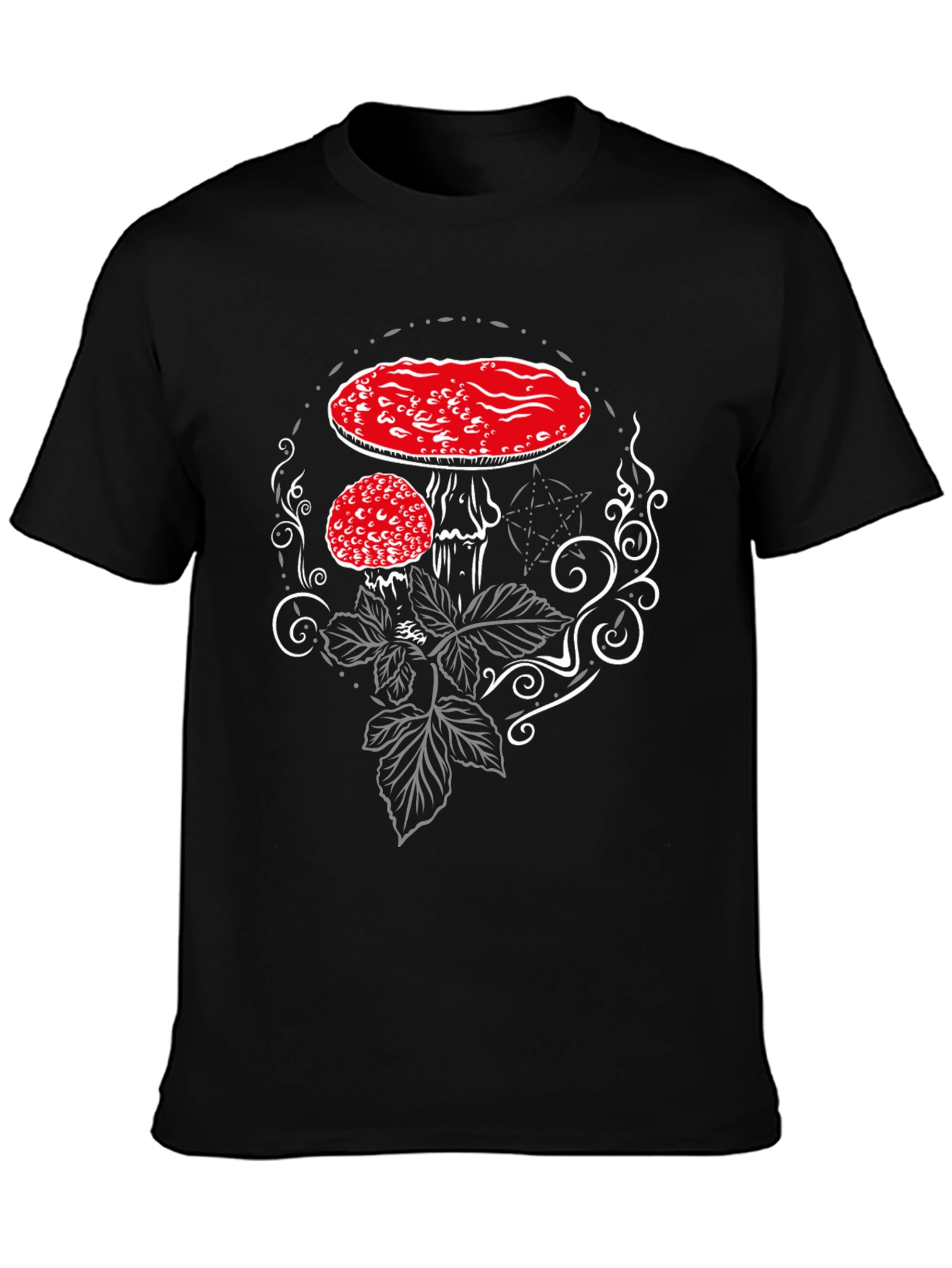 Amanita Mushroom Graphic Tee - Black Cotton Blend