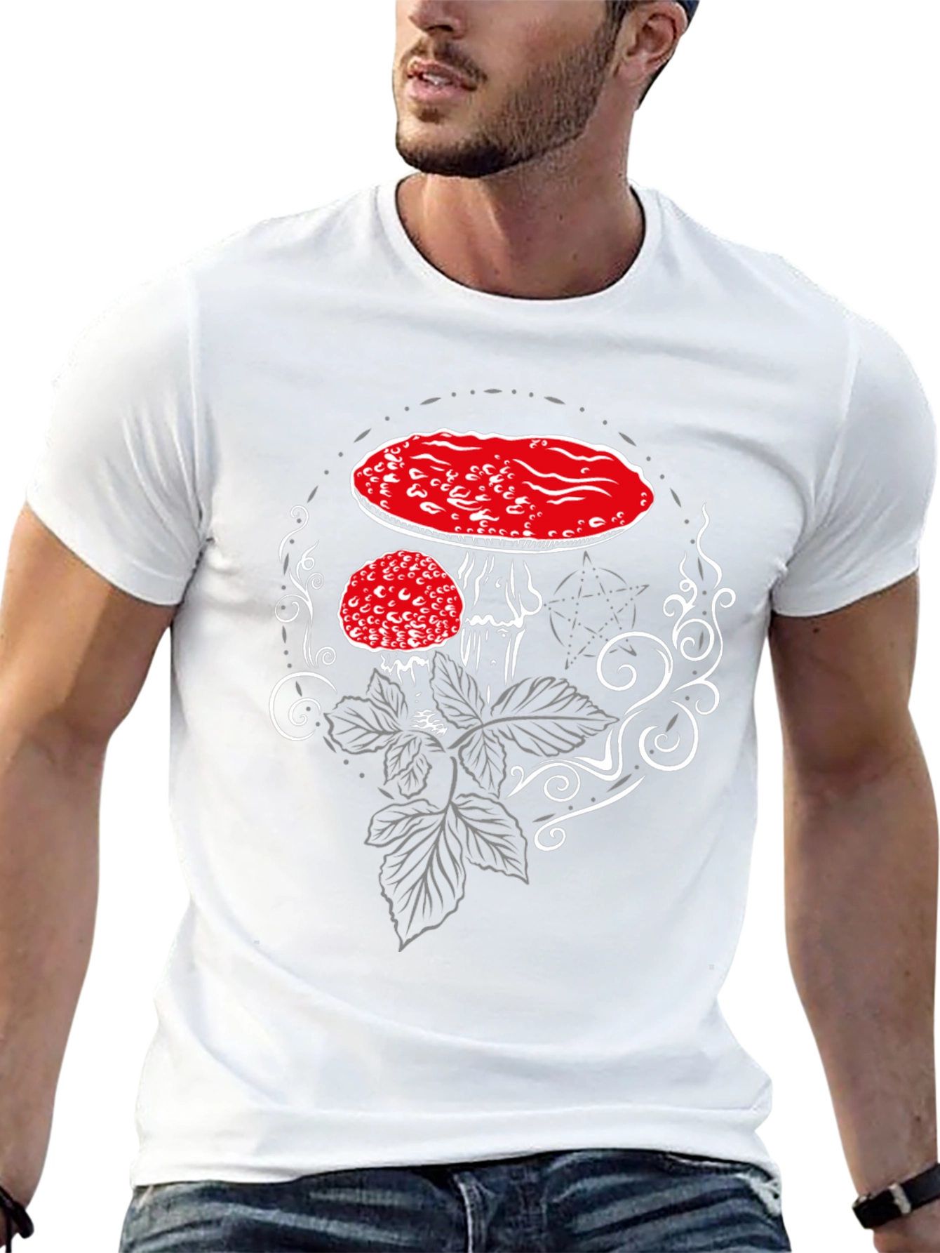 Amanita Mushroom Graphic Tee - Black Cotton Blend
