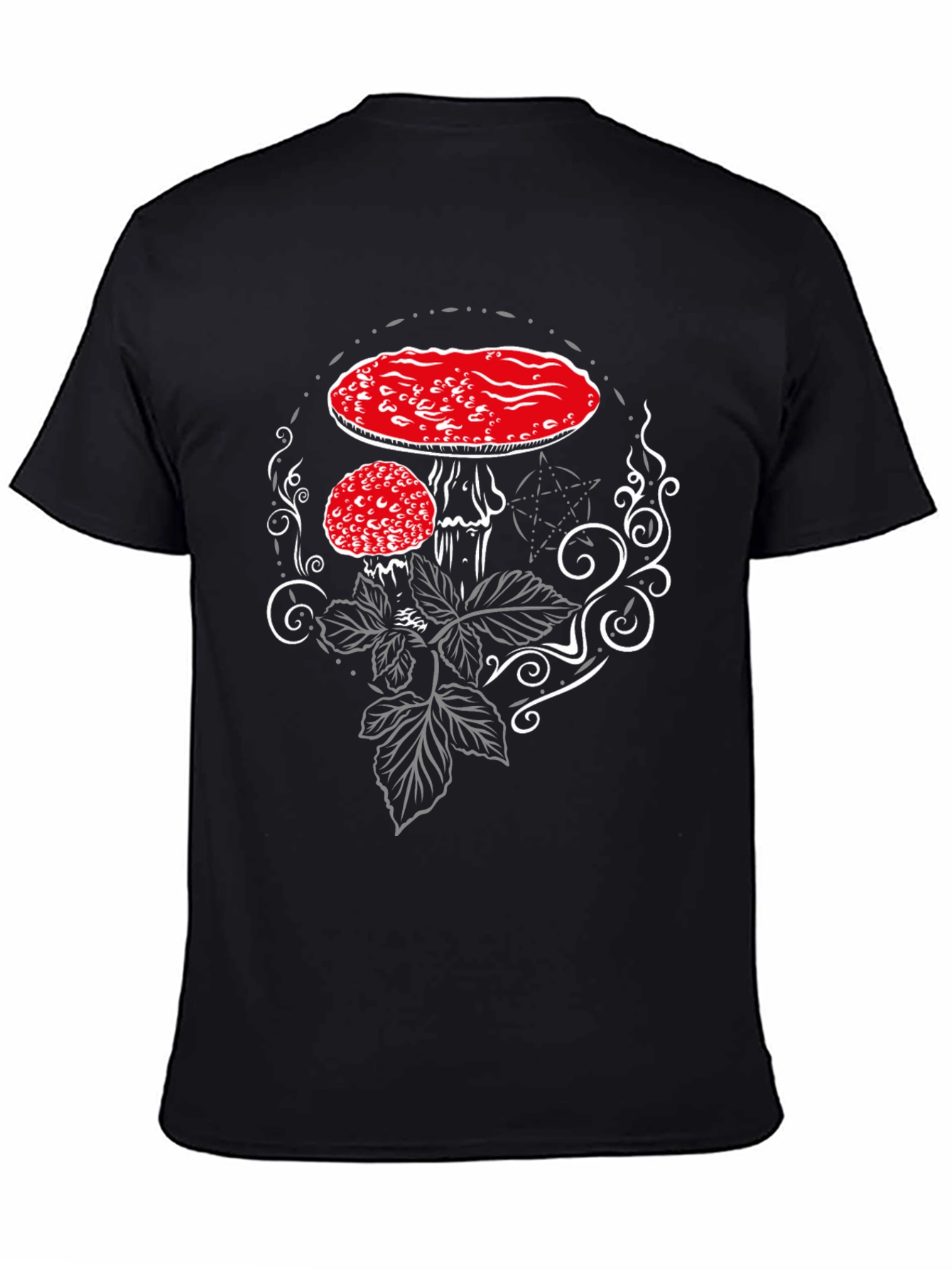 Amanita Mushroom Graphic Tee - Black Cotton Blend