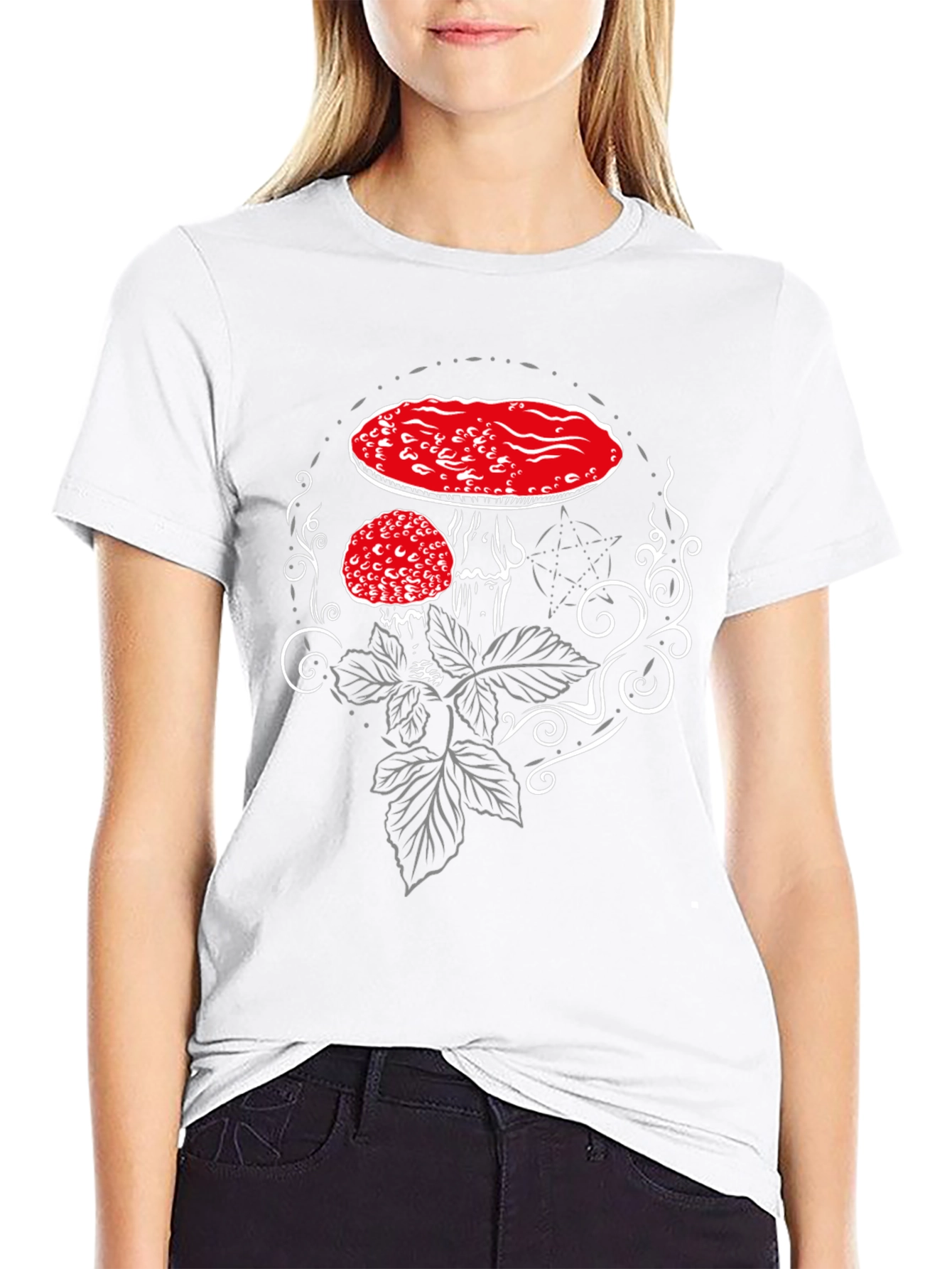 Amanita Mushroom Graphic Tee - Black Cotton Blend