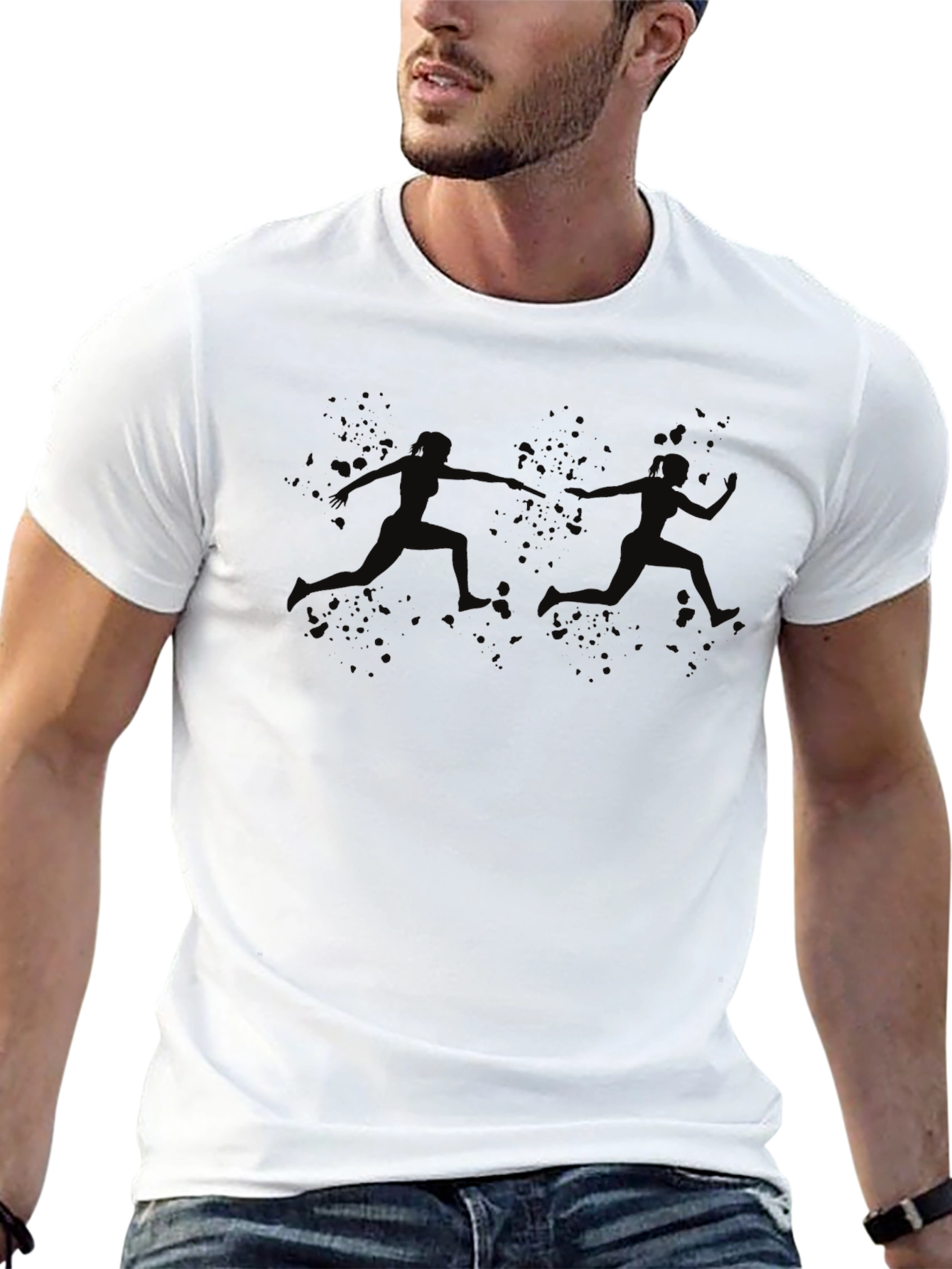 Black T-Shirt with Relay Runners Design