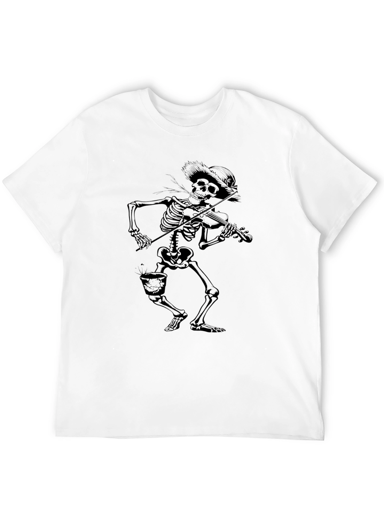 Skeleton Fiddler Black T-Shirt - Grim Reaper Style