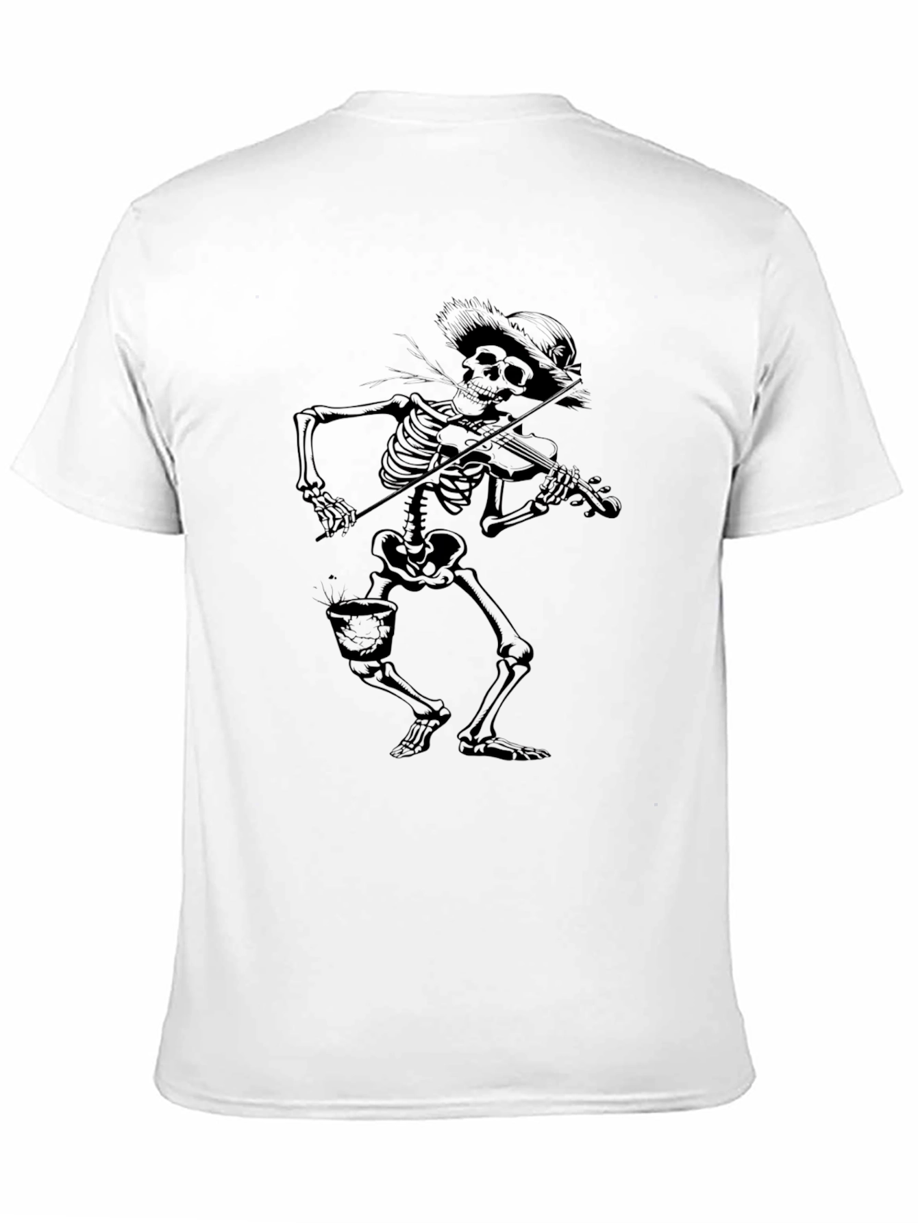 Skeleton Fiddler Black T-Shirt - Grim Reaper Style