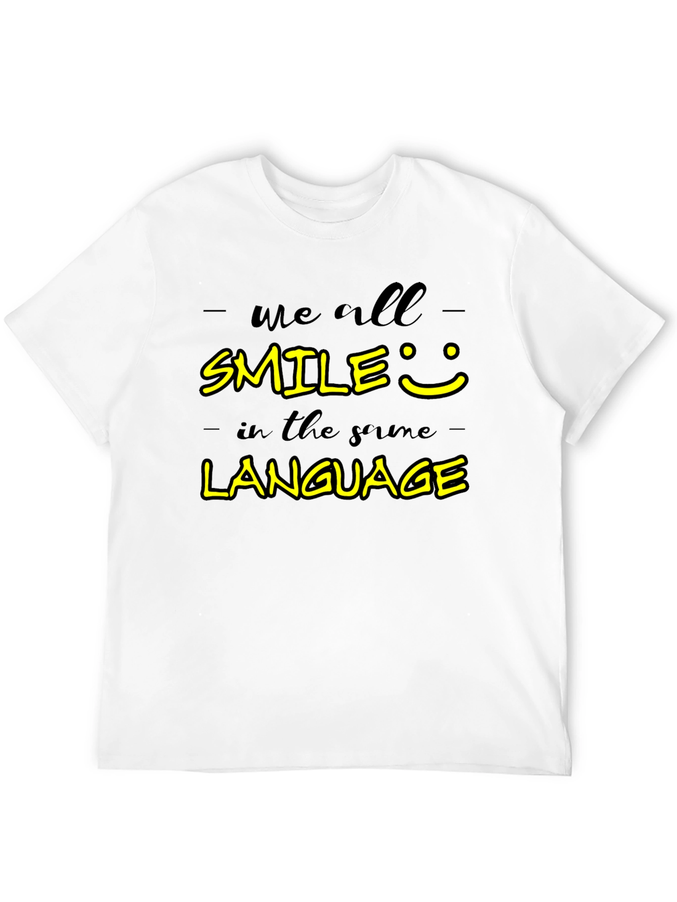 Smile Language Graphic Tee - Unisex Casual Black T-Shirt