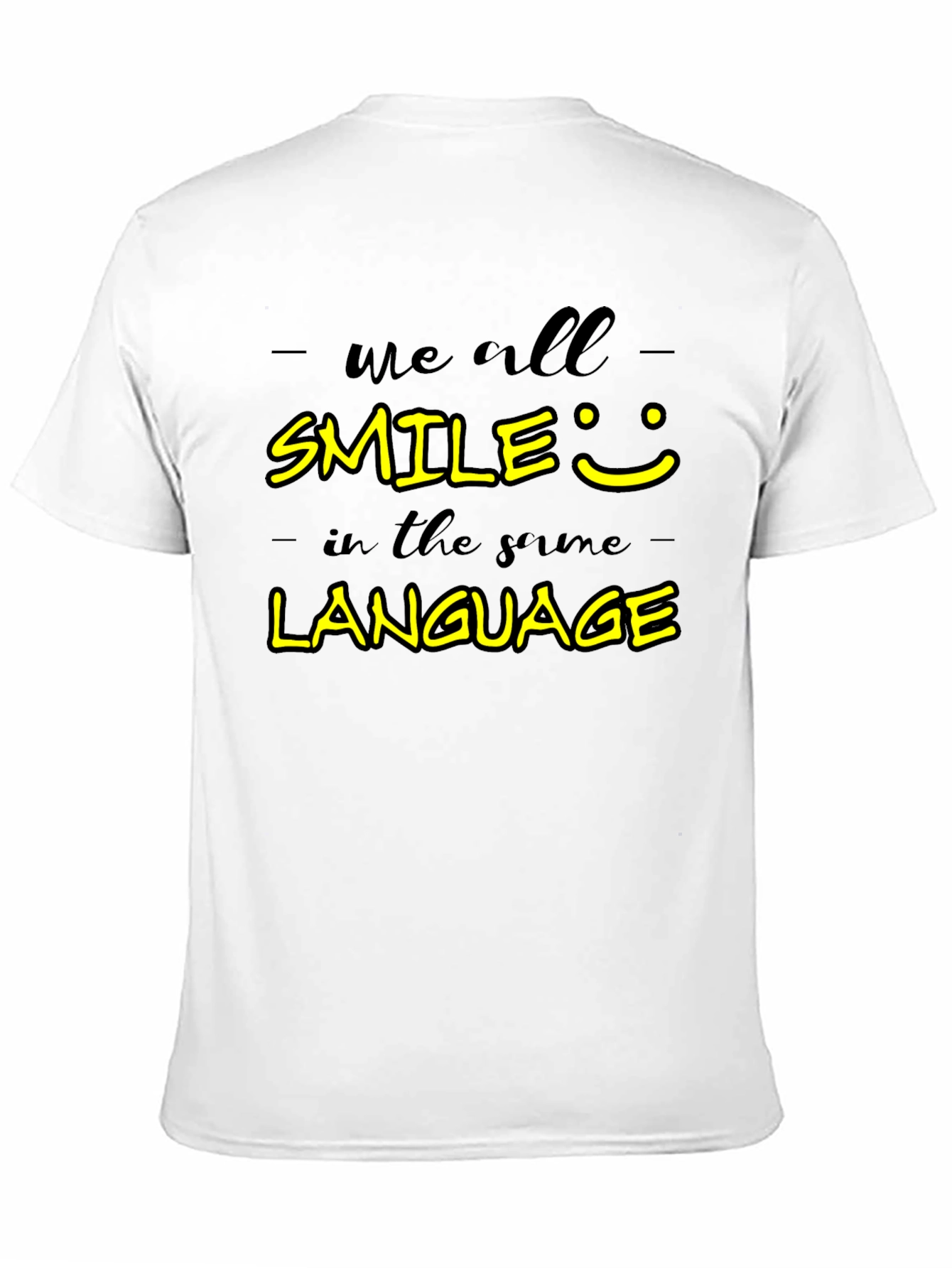 Smile Language Graphic Tee - Unisex Casual Black T-Shirt
