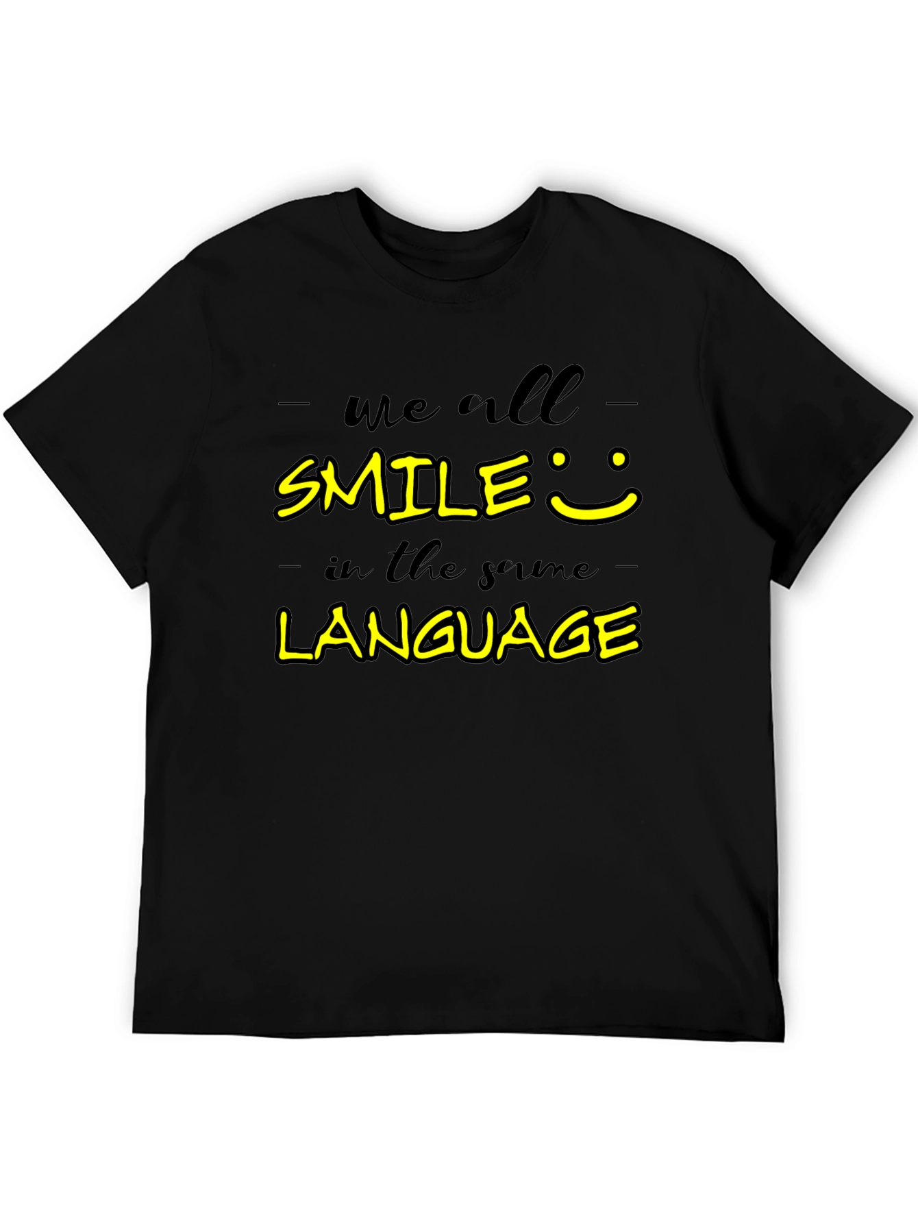 Smile Language Graphic Tee - Unisex Casual Black T-Shirt