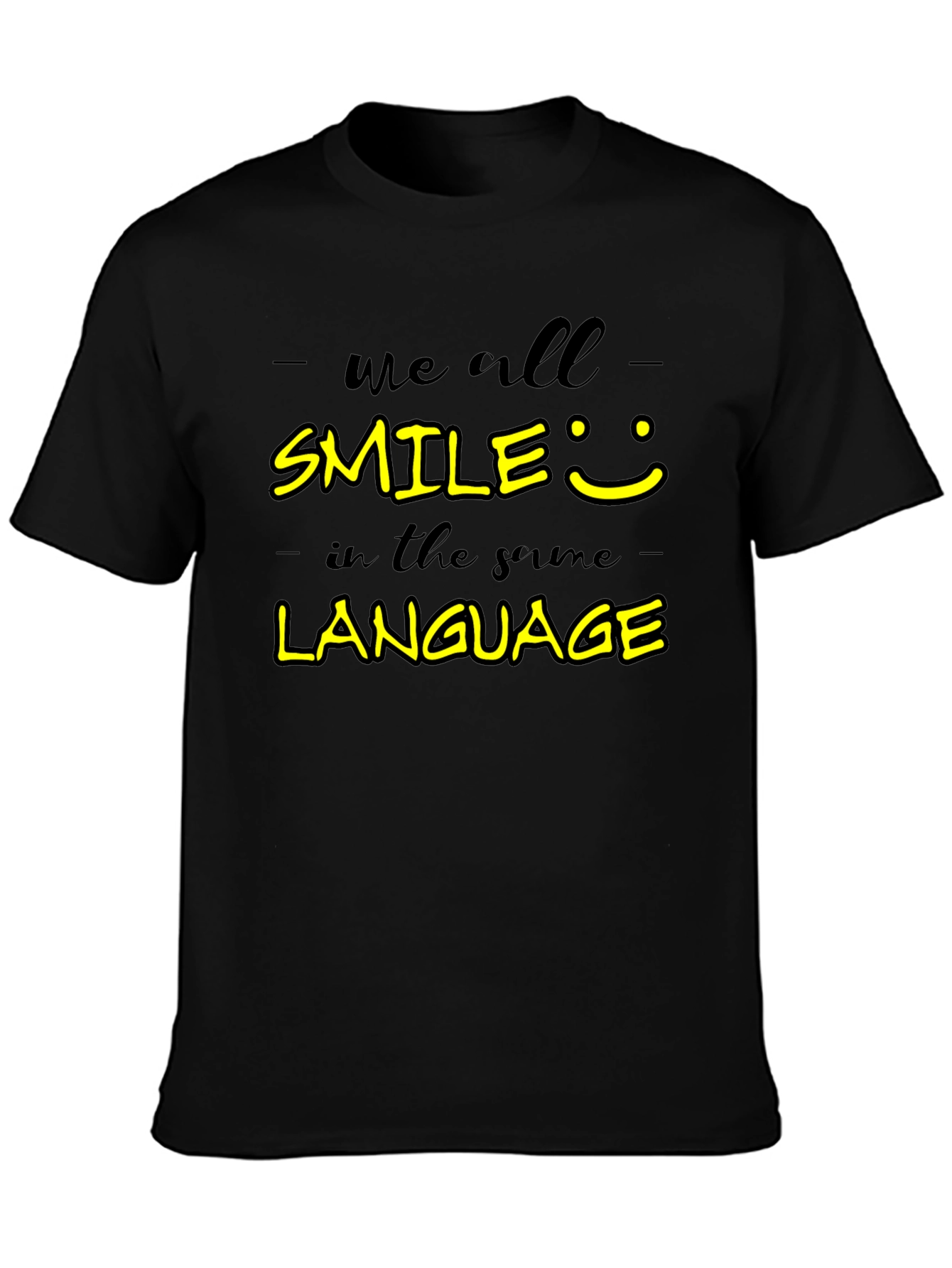 Smile Language Graphic Tee - Unisex Casual Black T-Shirt