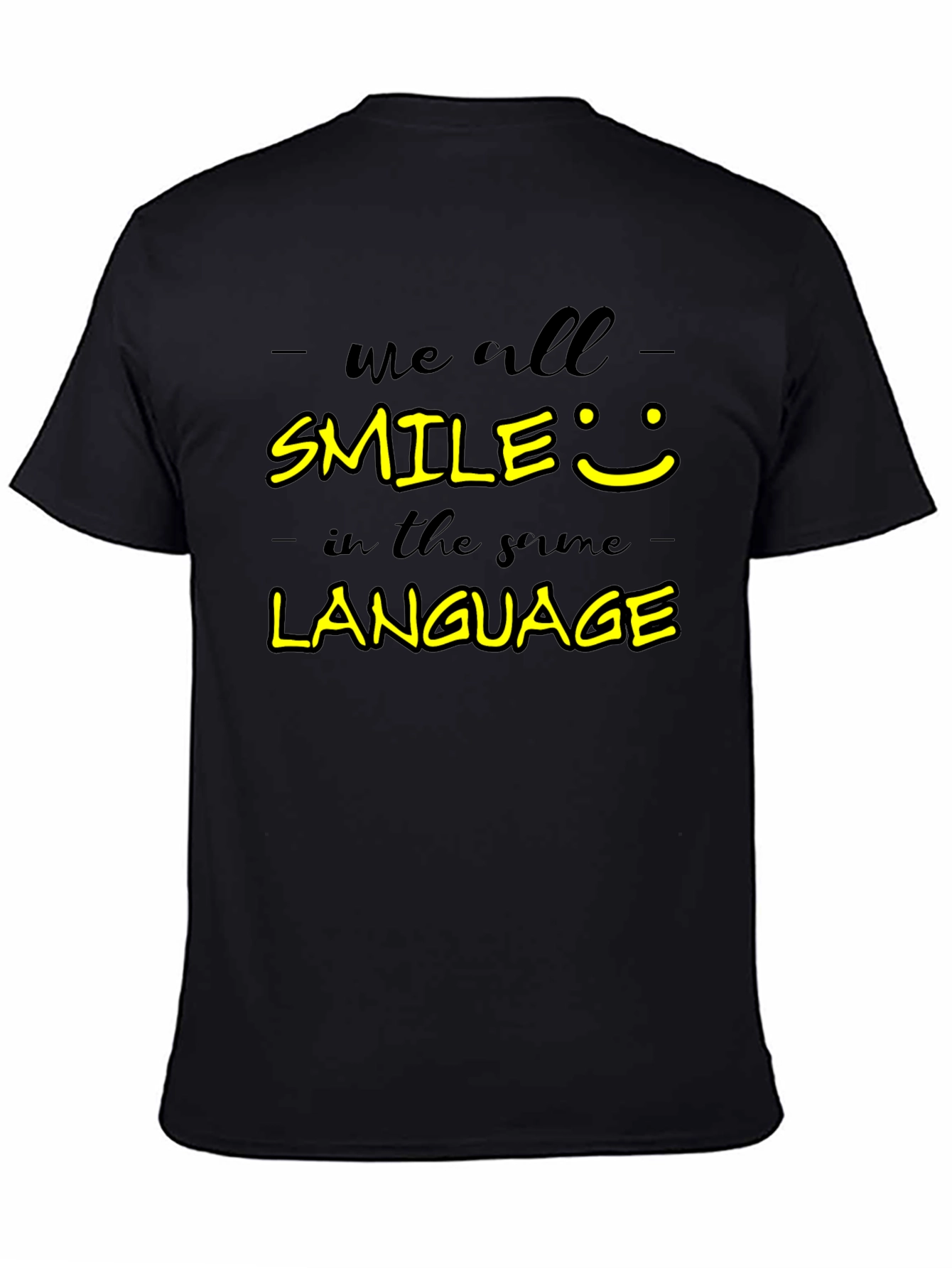 Smile Language Graphic Tee - Unisex Casual Black T-Shirt