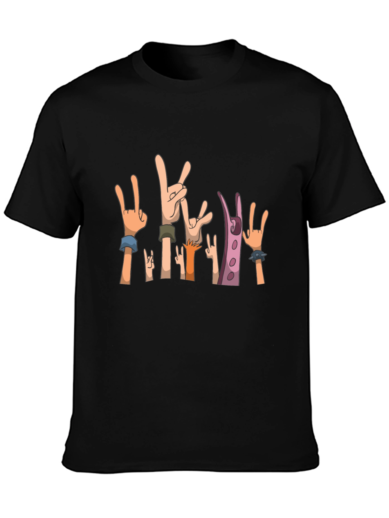 Rock On! Graphic Print Black T-Shirt