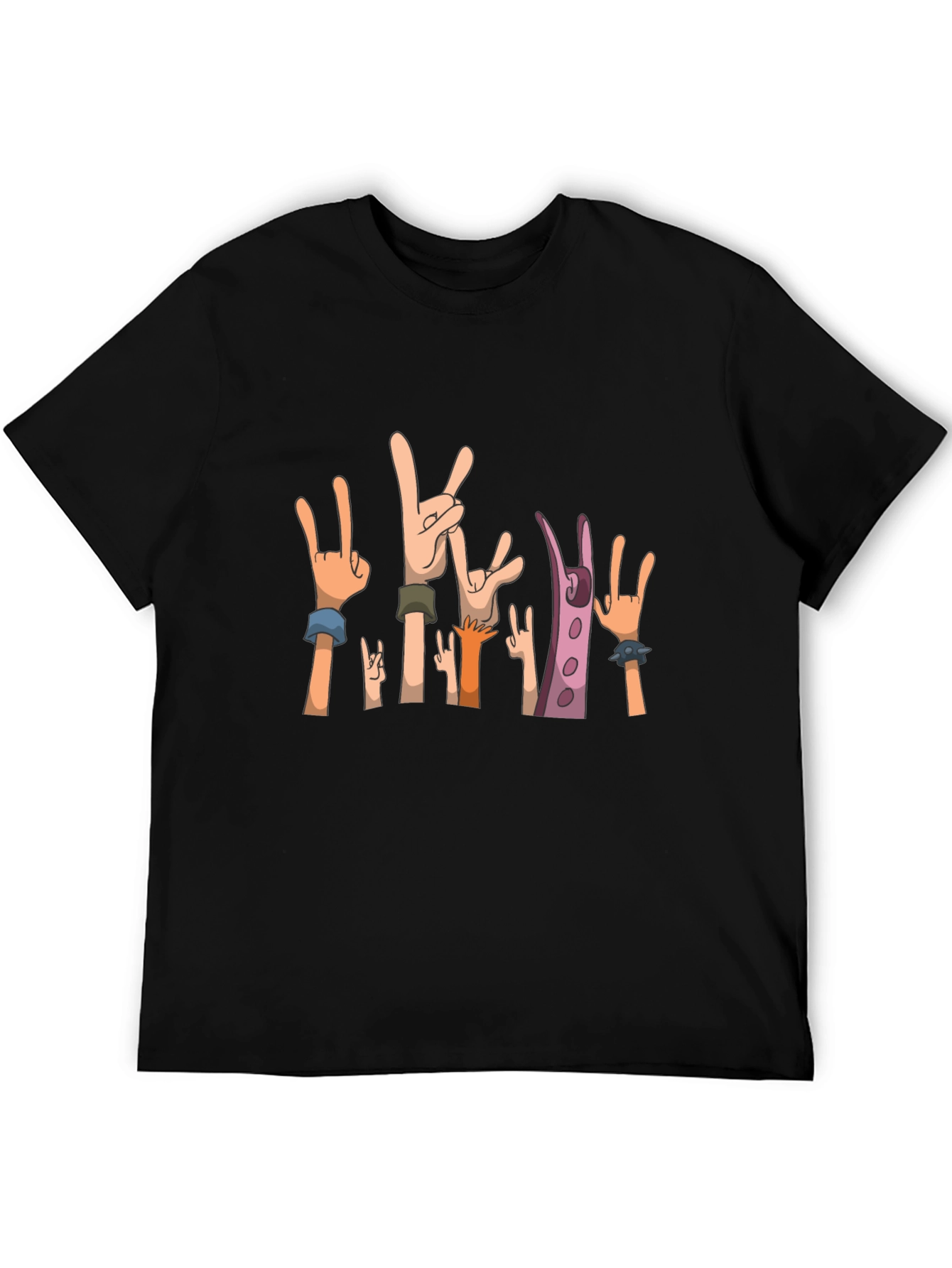 Rock On! Graphic Print Black T-Shirt