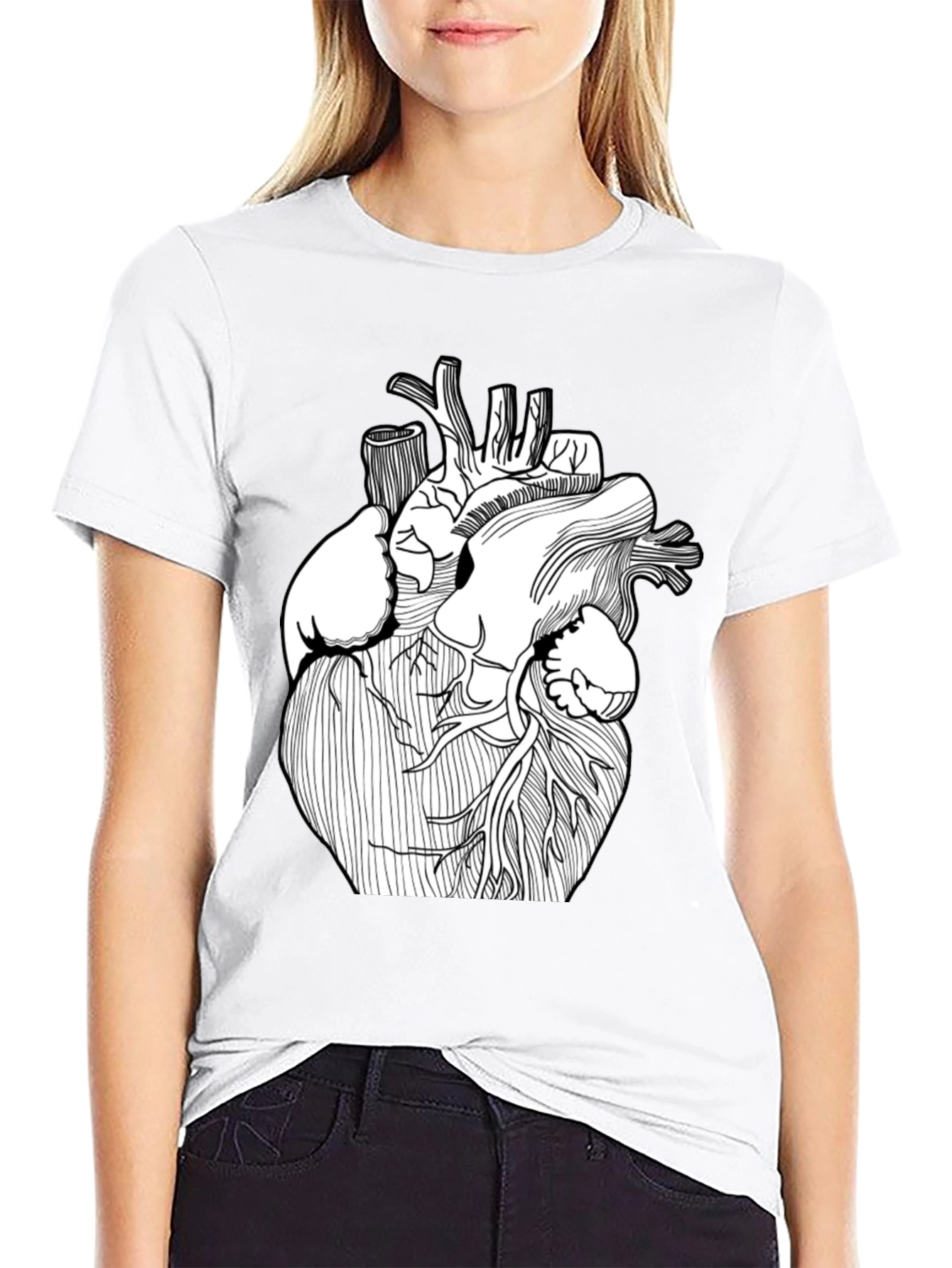 Anatomical Heart Graphic T-Shirt - Black