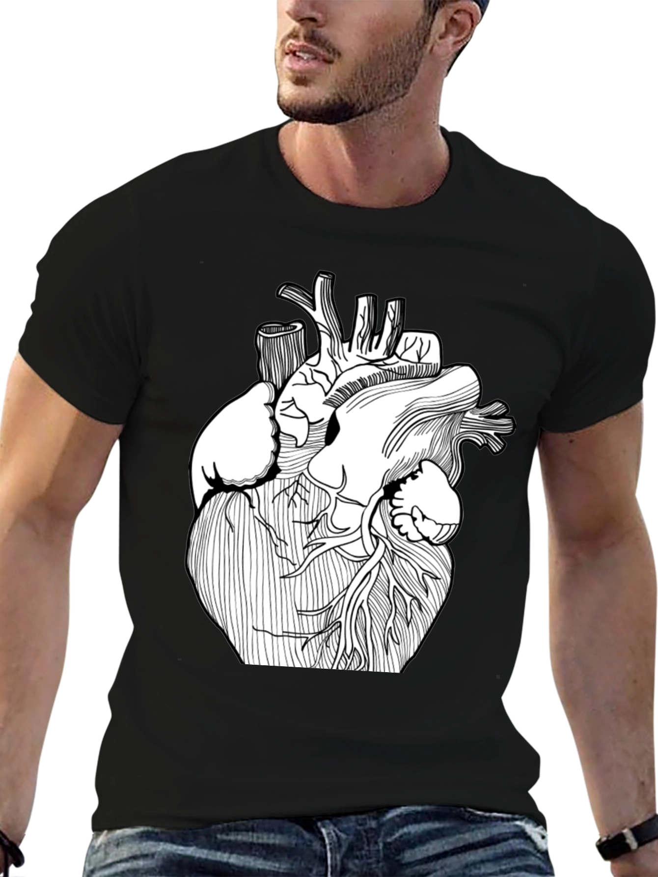 Anatomical Heart Graphic T-Shirt - Black
