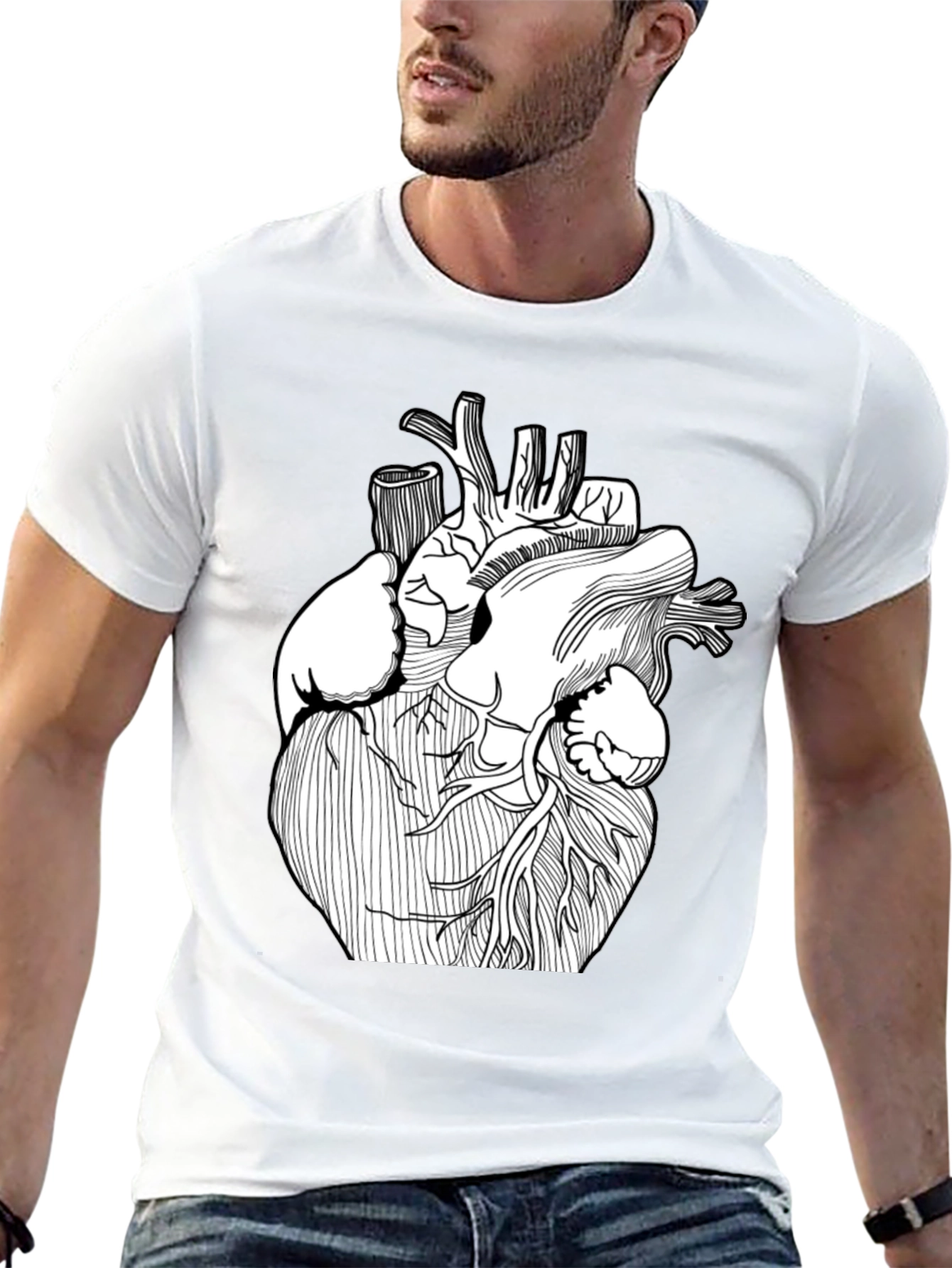Anatomical Heart Graphic T-Shirt - Black