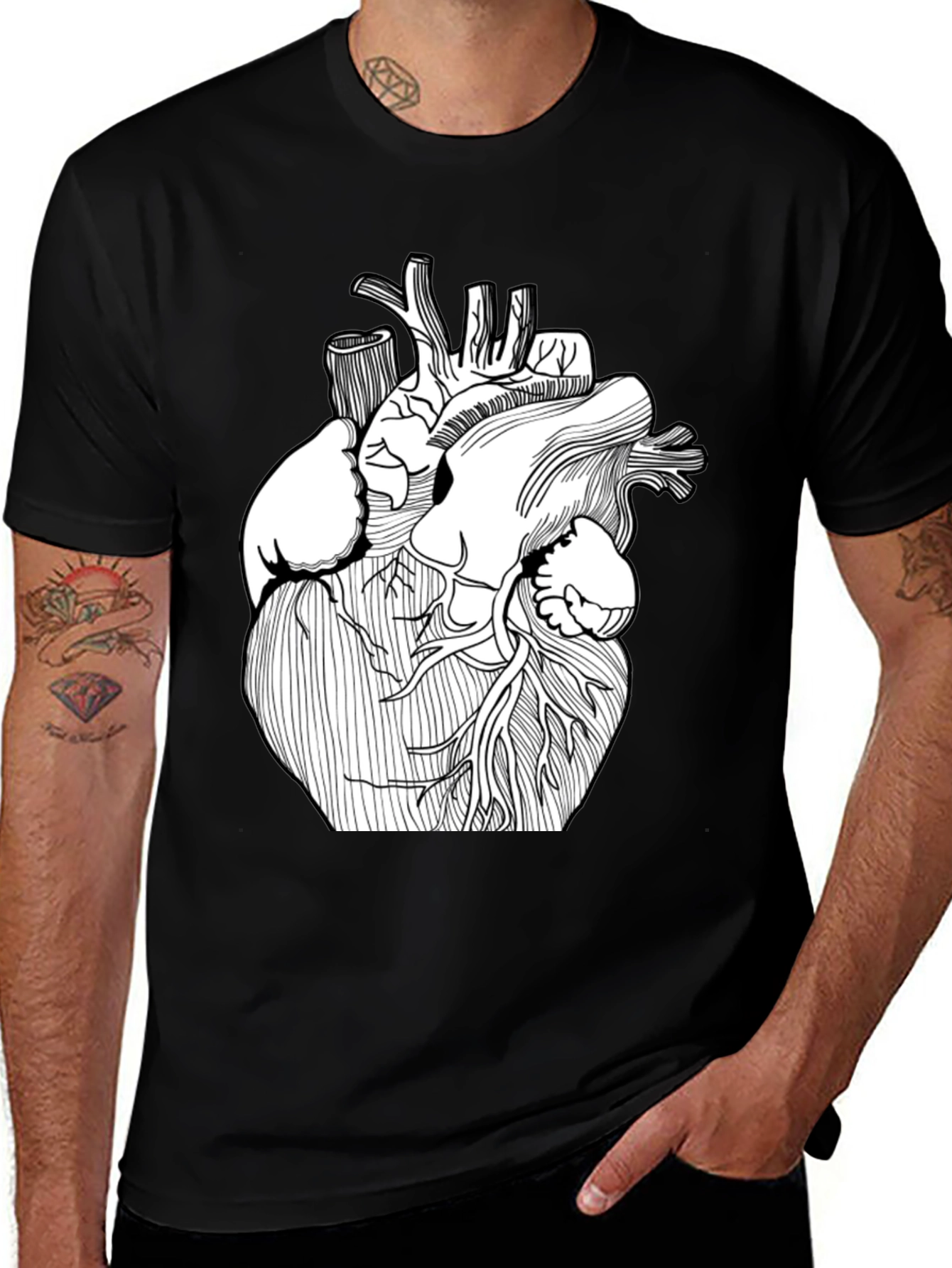 Anatomical Heart Graphic T-Shirt - Black