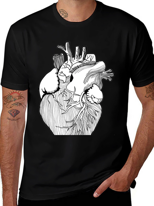 Anatomical Heart Graphic T-Shirt - Black