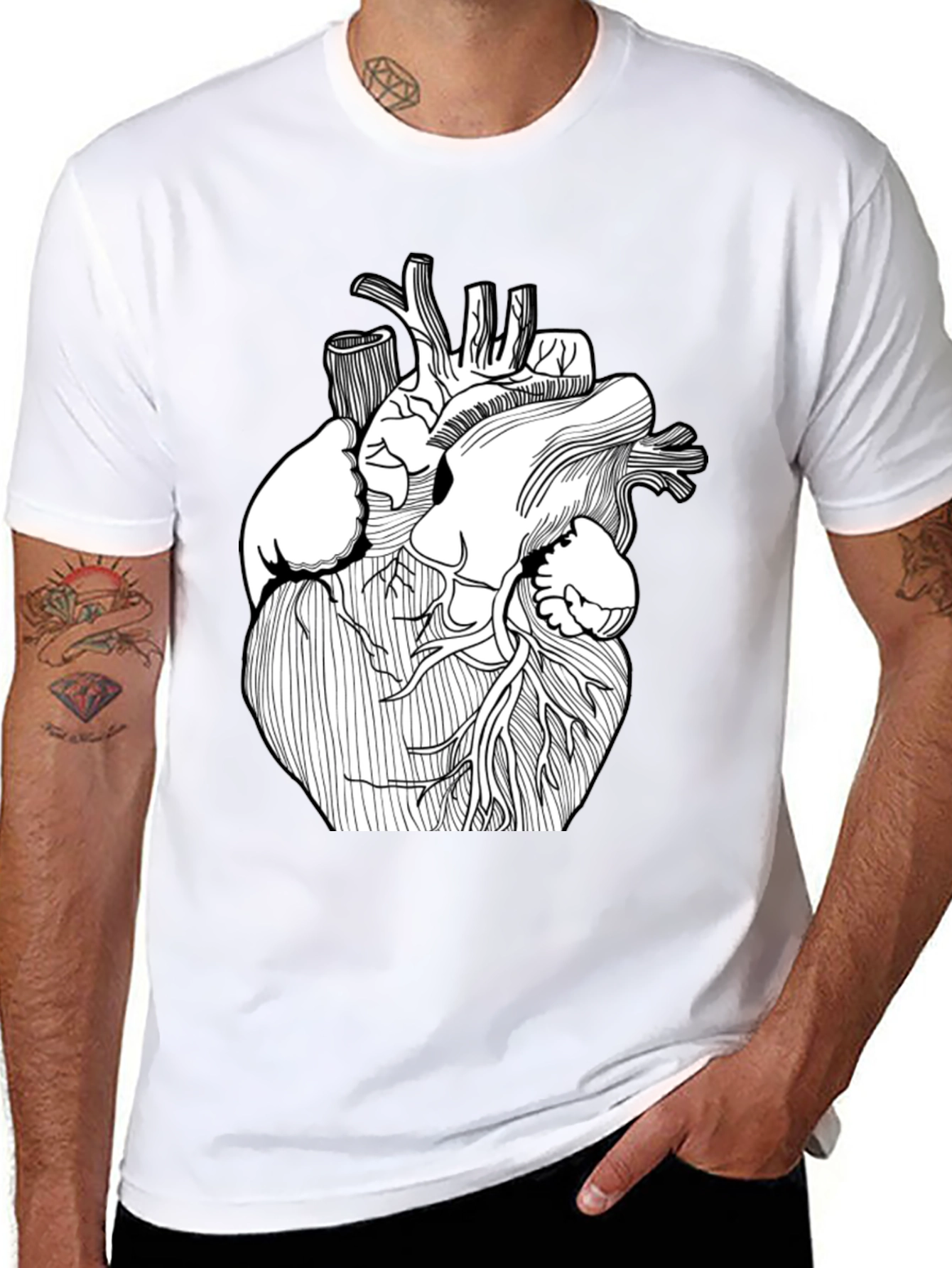 Anatomical Heart Graphic T-Shirt - Black