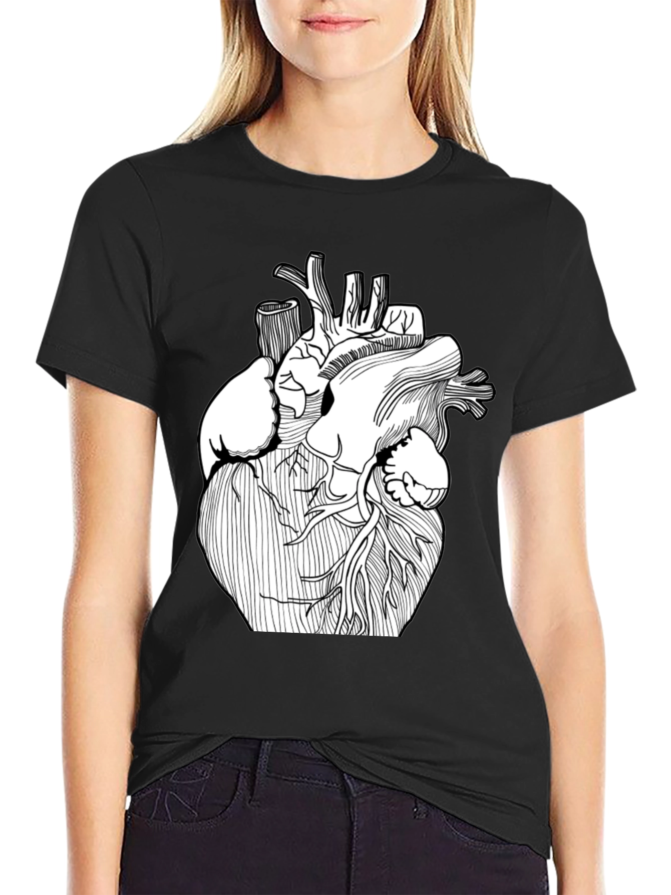 Anatomical Heart Graphic T-Shirt - Black