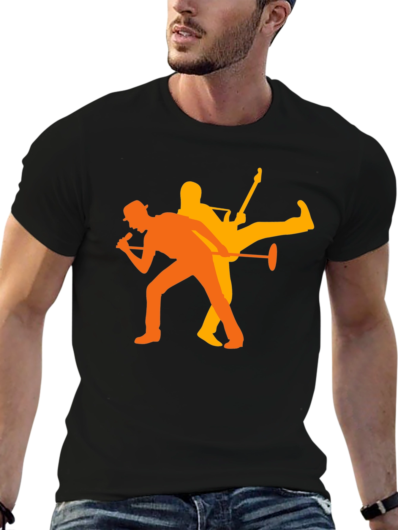 Rock Duo Graphic Tee - Black Cotton Blend