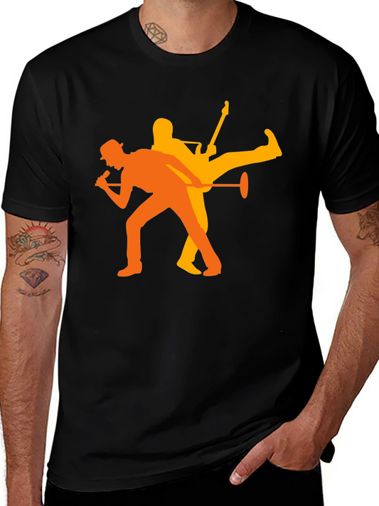 Rock Duo Graphic Tee - Black Cotton Blend