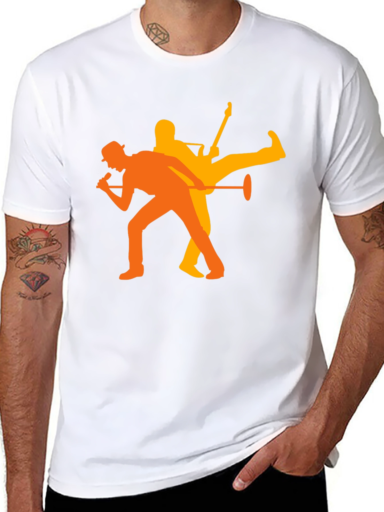 Rock Duo Graphic Tee - Black Cotton Blend