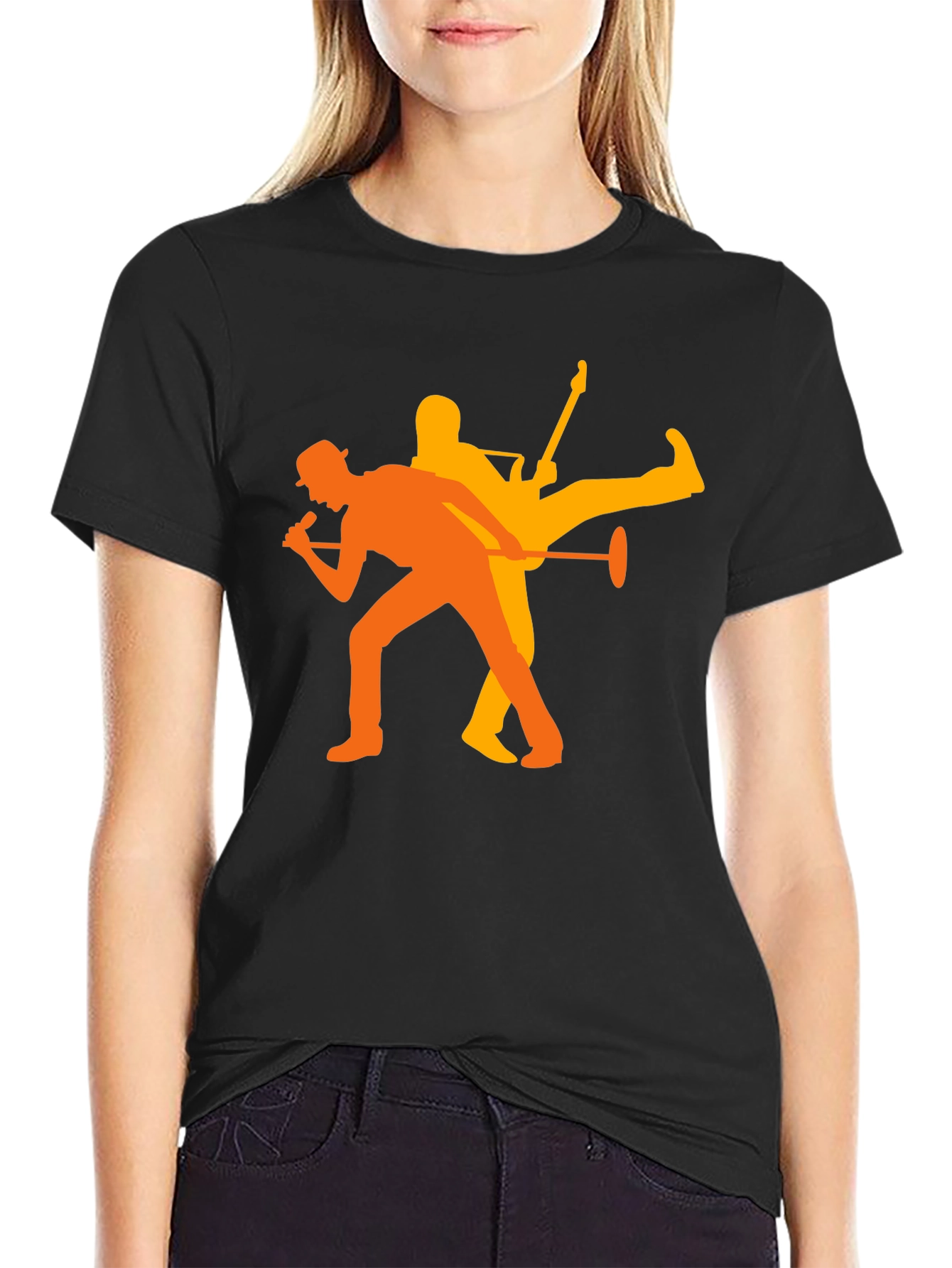 Rock Duo Graphic Tee - Black Cotton Blend