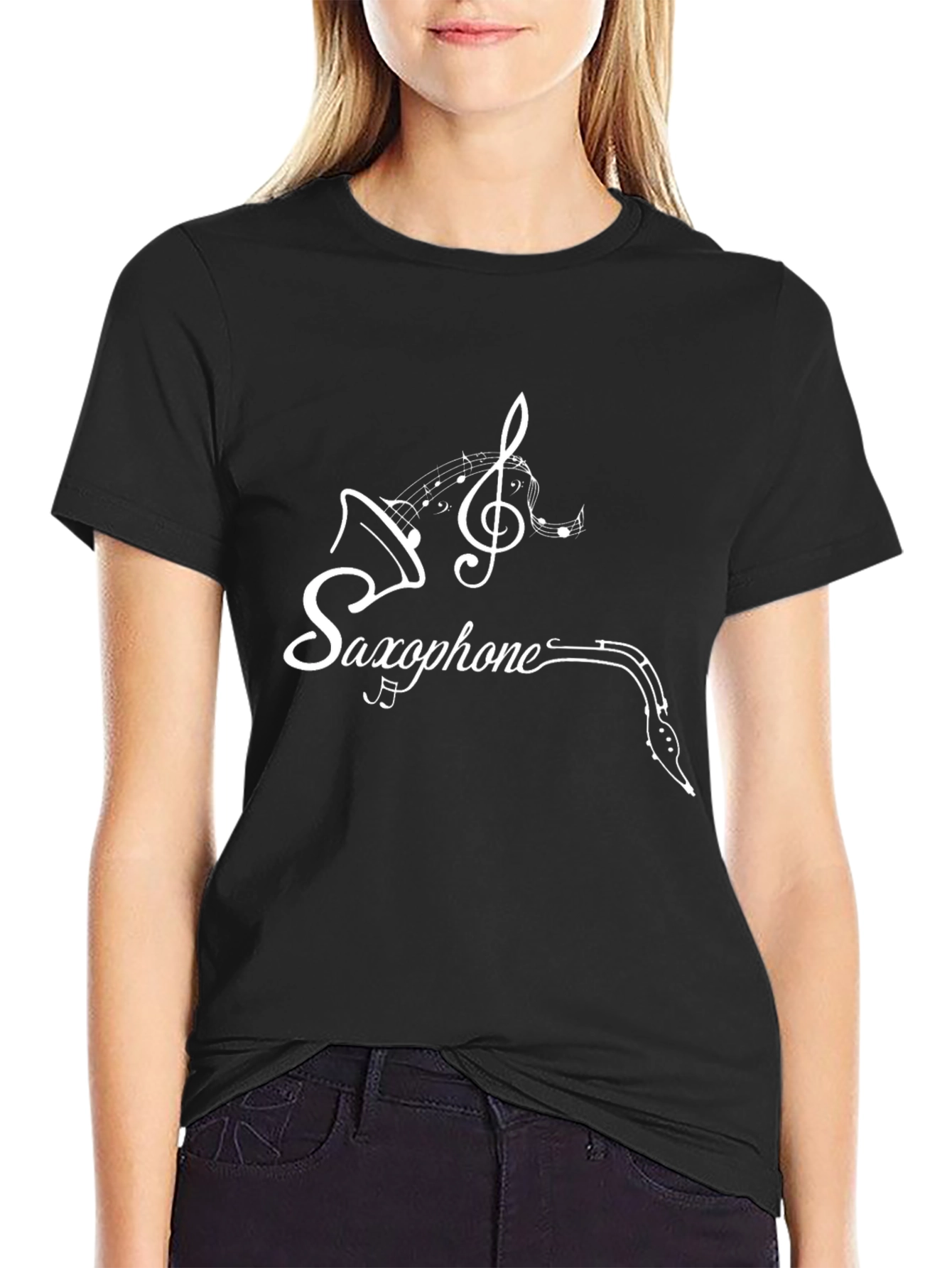 Saxophone Music Notes Graphic T-Shirt