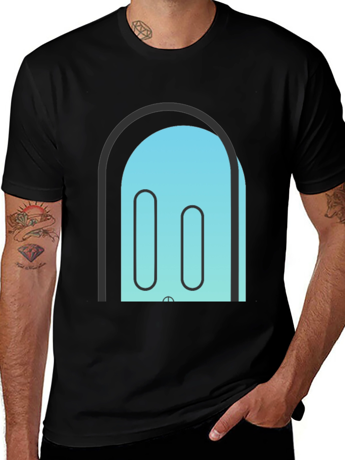 Abstract Portal T-Shirt - Black Cotton Blend