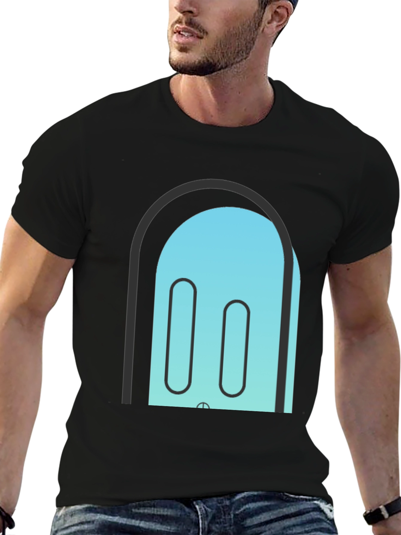 Abstract Portal T-Shirt - Black Cotton Blend