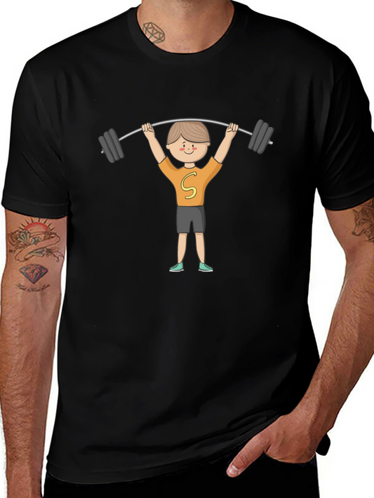 Cartoon Weightlifter Graphic Tee