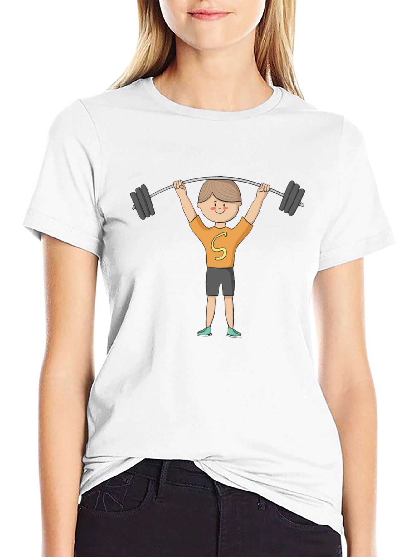 Cartoon Weightlifter Graphic Tee