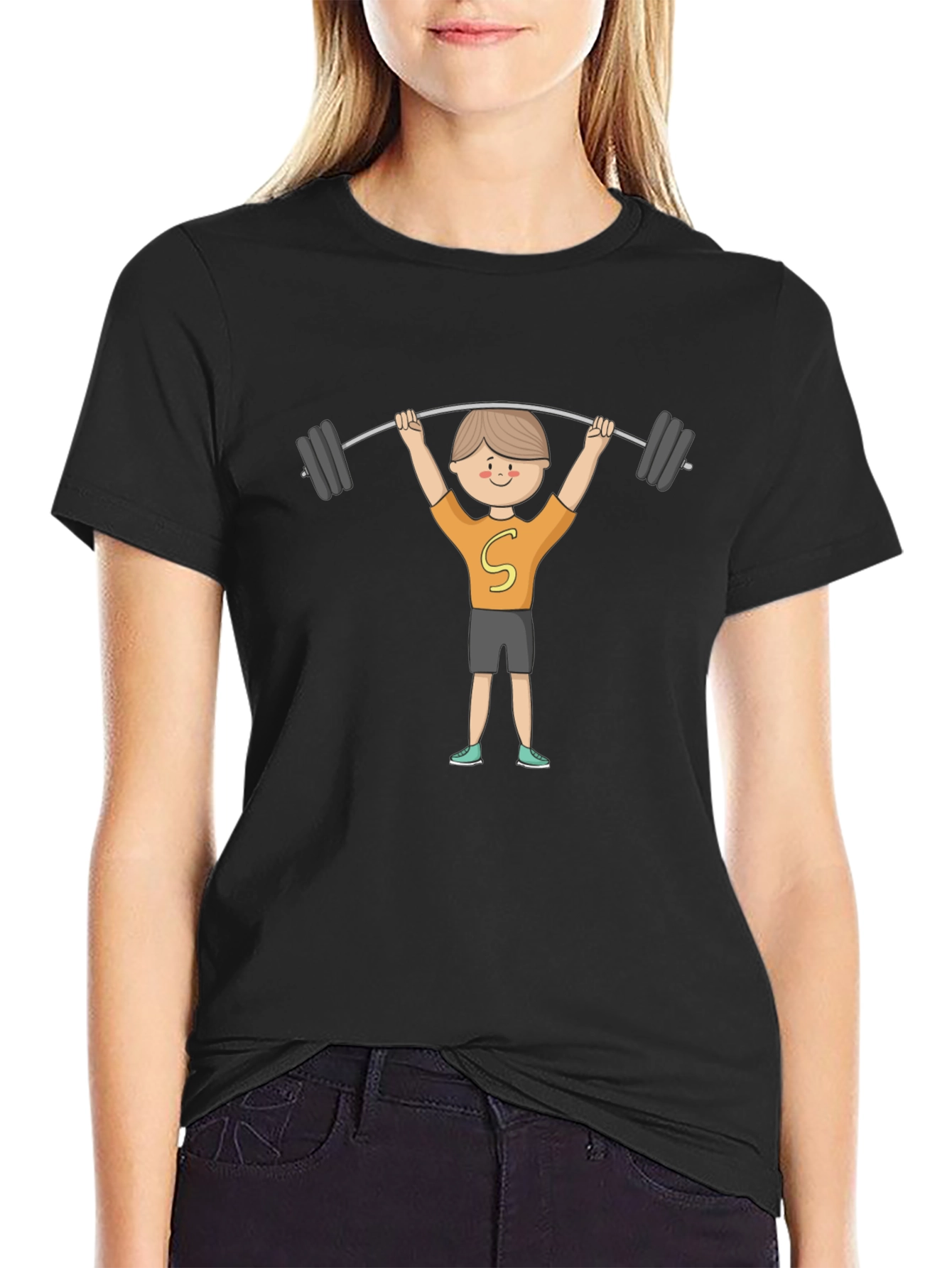 Cartoon Weightlifter Graphic Tee