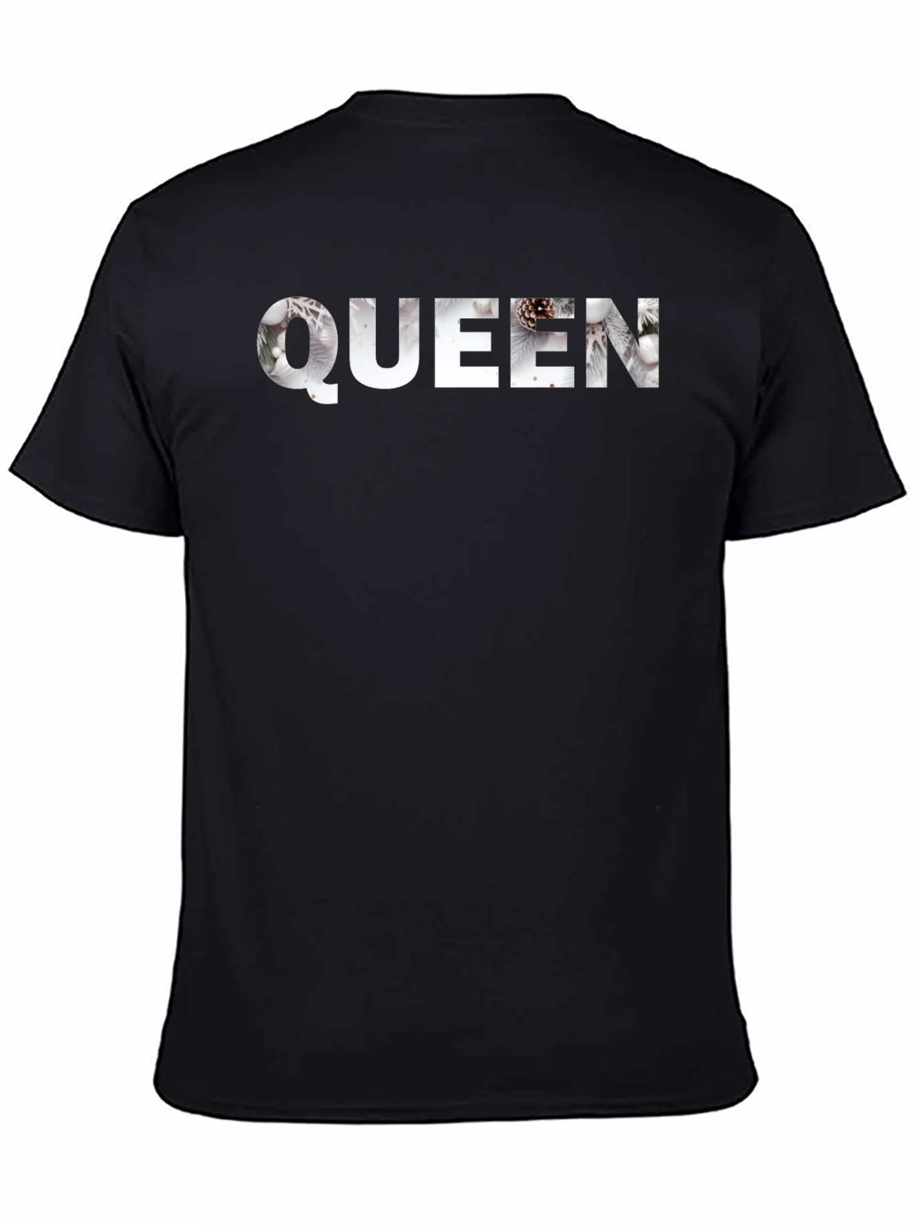 Queen Winter Scene Black T-Shirt