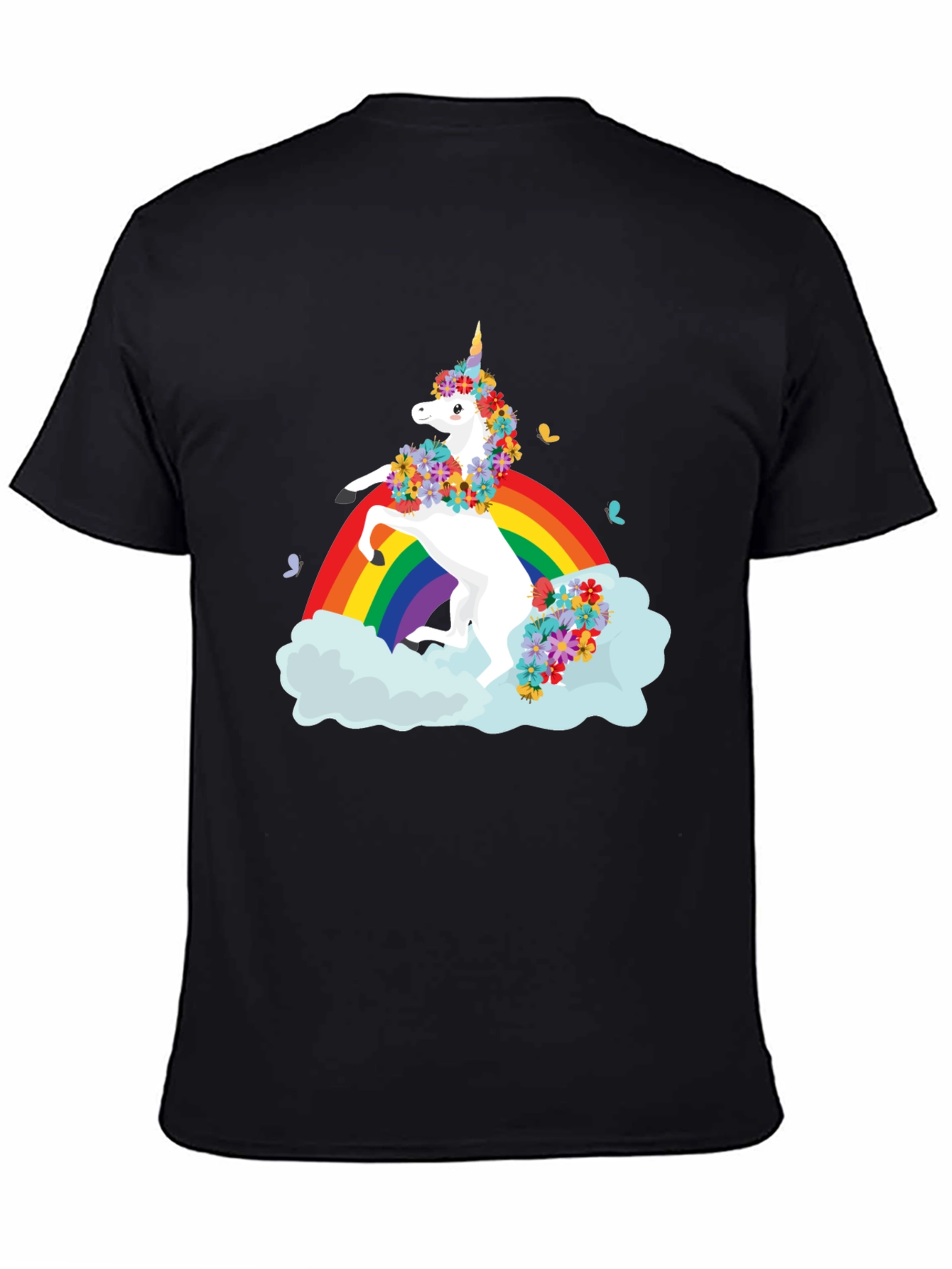 Unicorn Rainbow Black T-Shirt