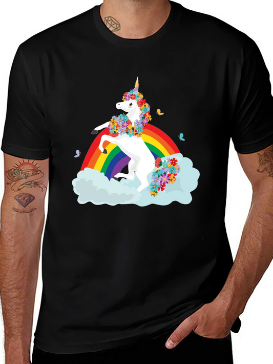 Unicorn Rainbow Black T-Shirt