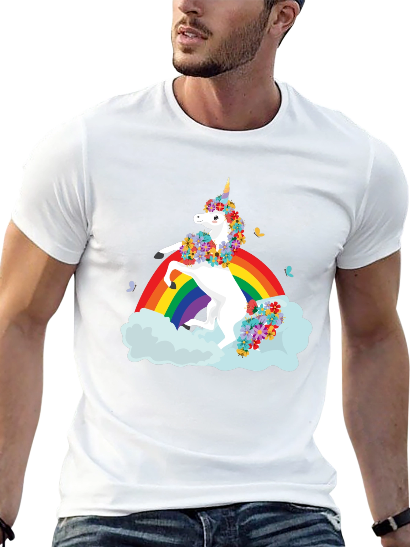 Unicorn Rainbow Black T-Shirt