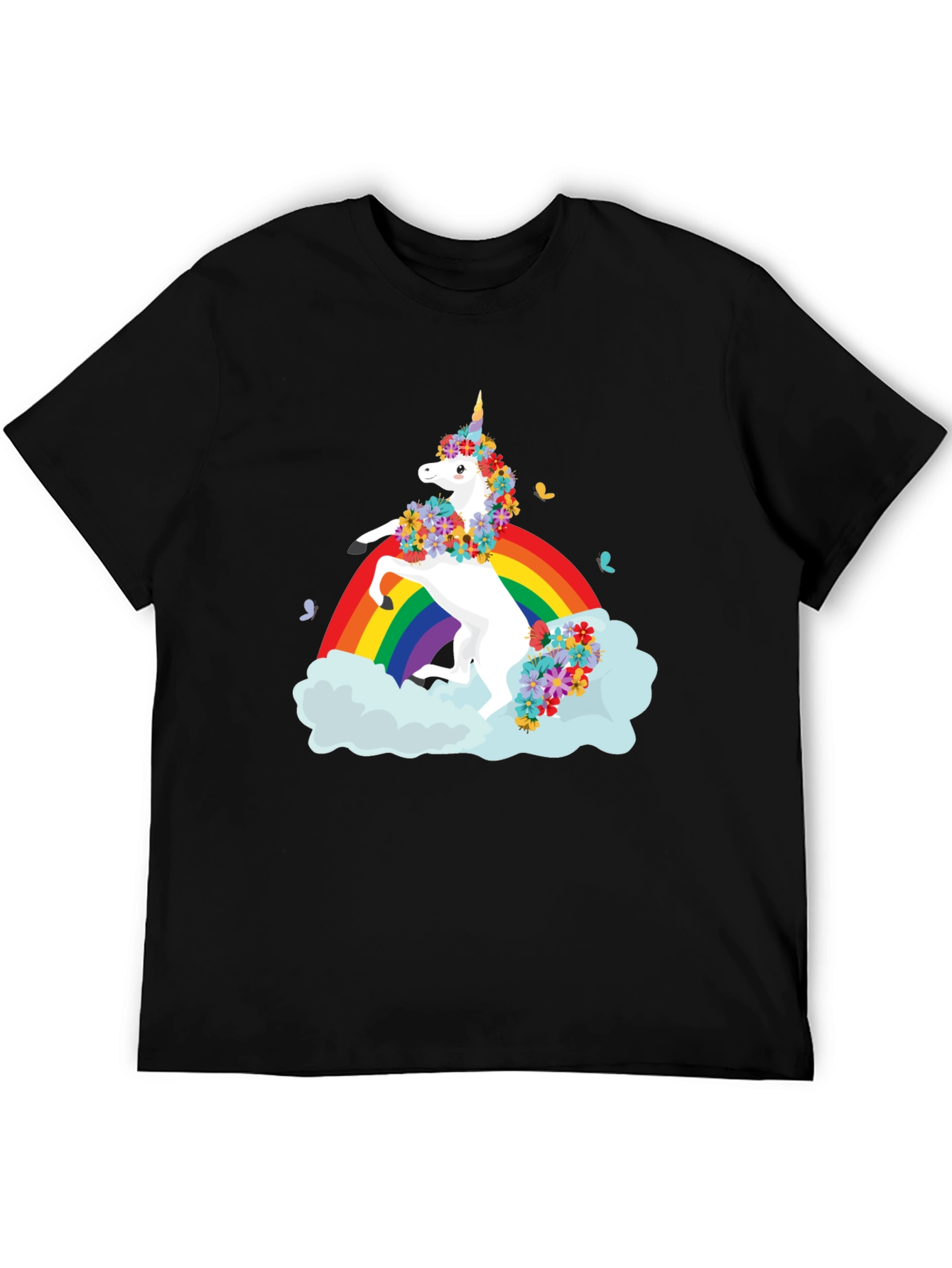 Unicorn Rainbow Black T-Shirt