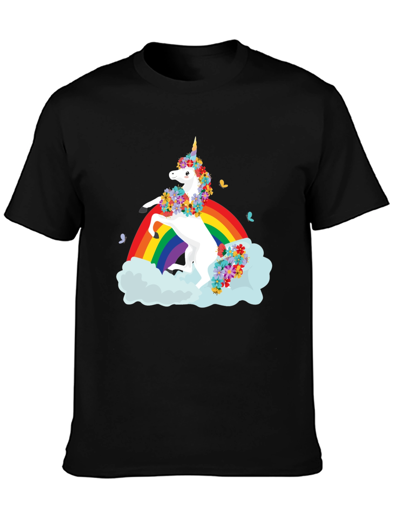 Unicorn Rainbow Black T-Shirt