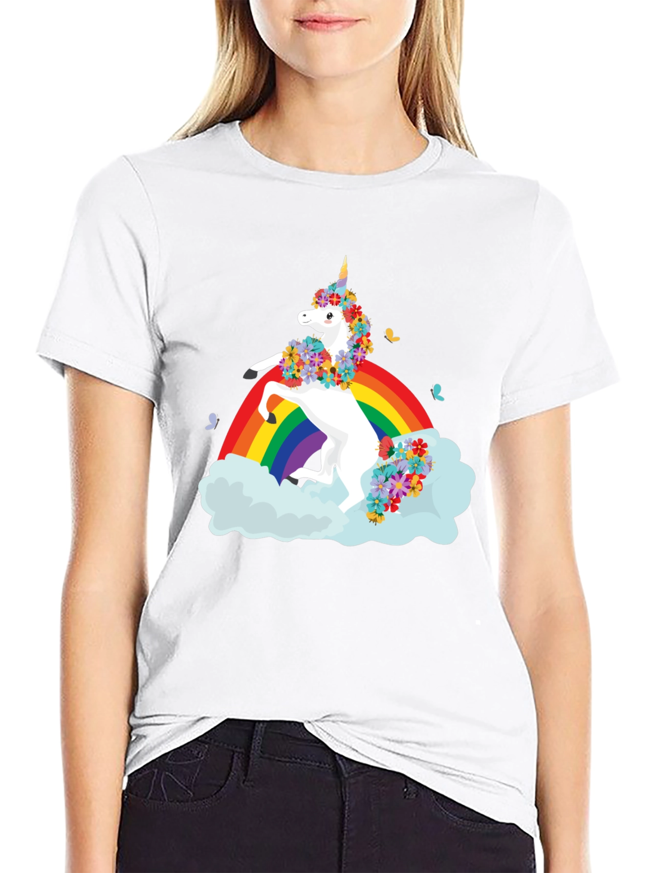 Unicorn Rainbow Black T-Shirt