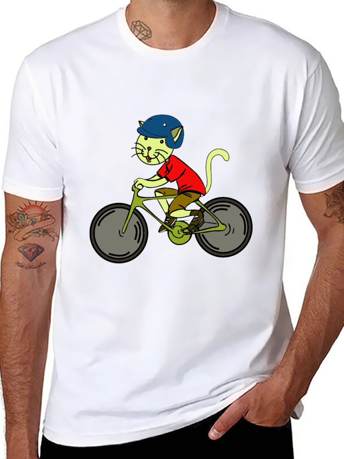 Cat on Bike Graphic T-Shirt
