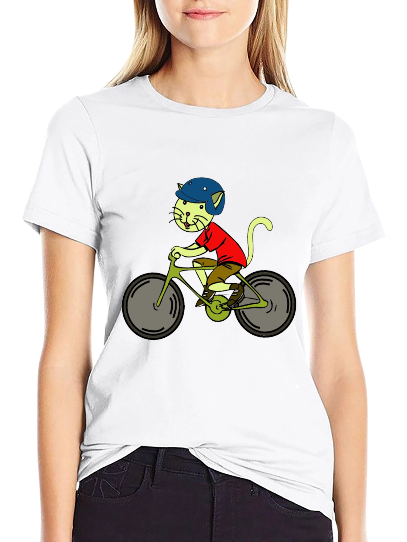Cat on Bike Graphic T-Shirt