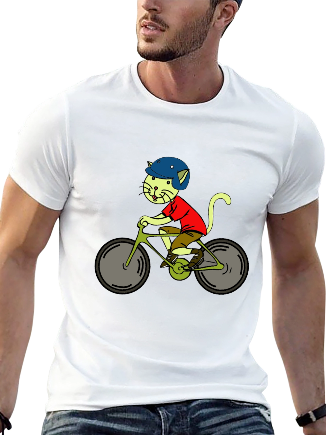 Cat on Bike Graphic T-Shirt