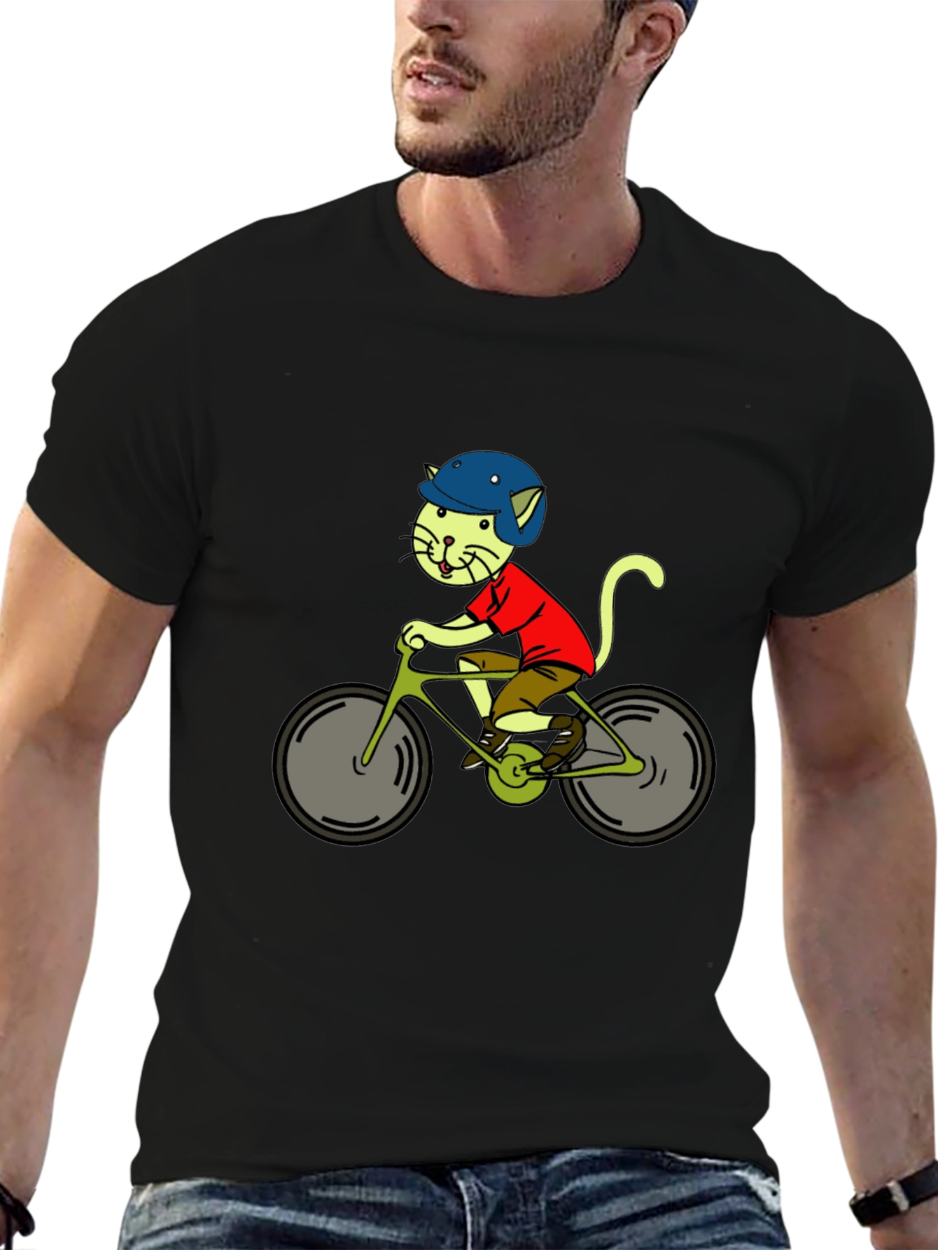 Cat on Bike Graphic T-Shirt