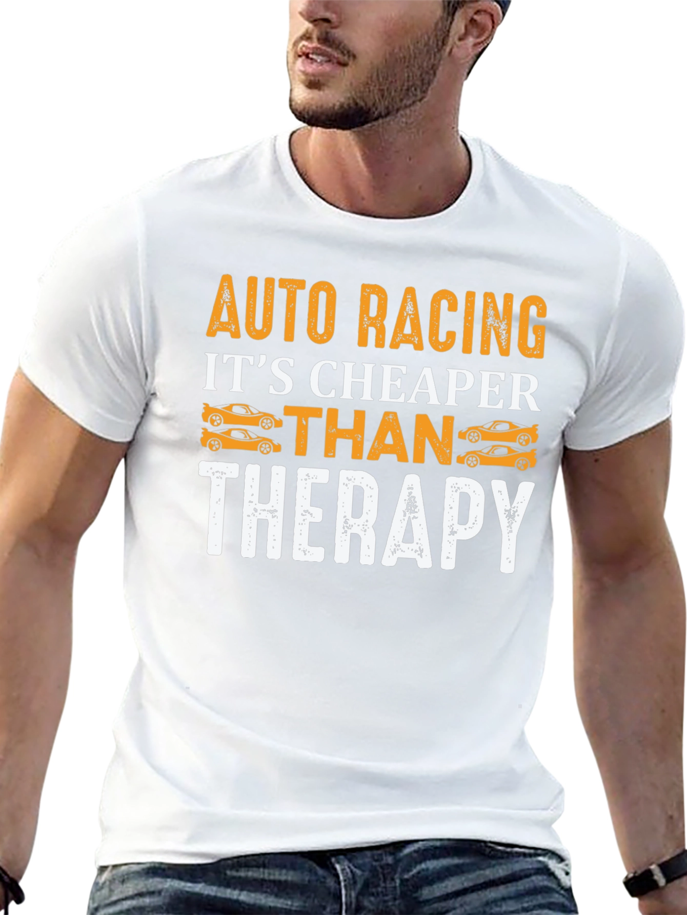 Auto Racing Cheaper Than Therapy Graphic T-Shirt