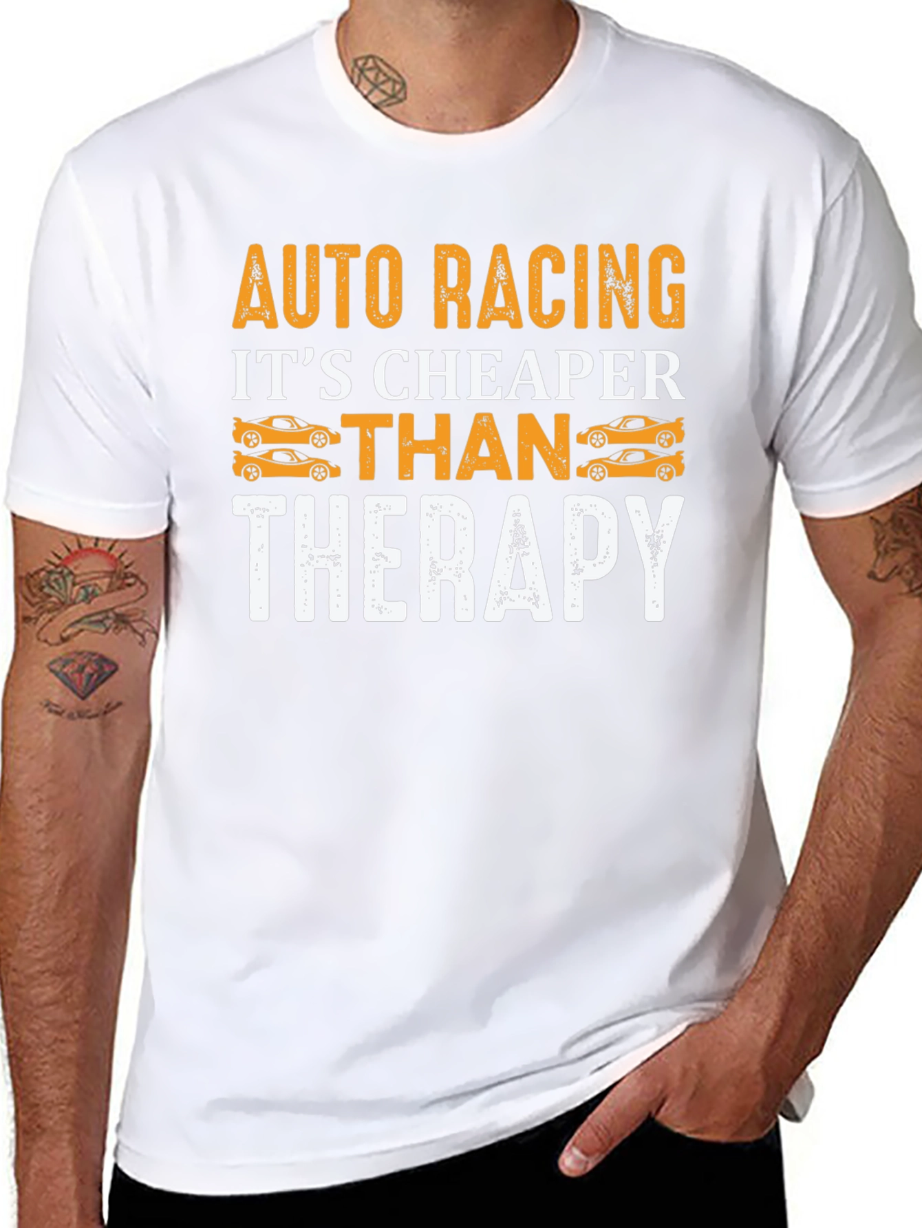 Auto Racing Cheaper Than Therapy Graphic T-Shirt