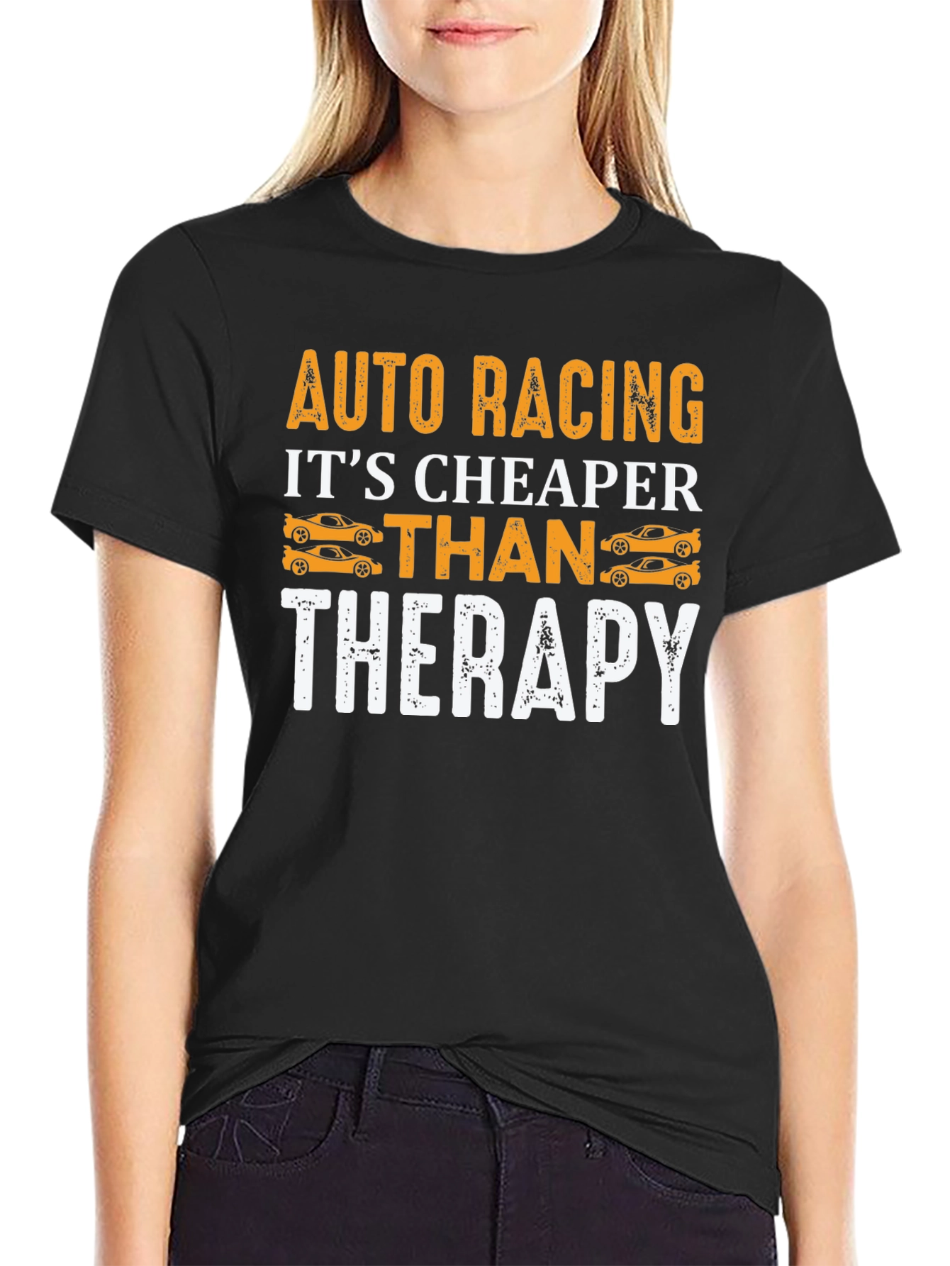 Auto Racing Cheaper Than Therapy Graphic T-Shirt