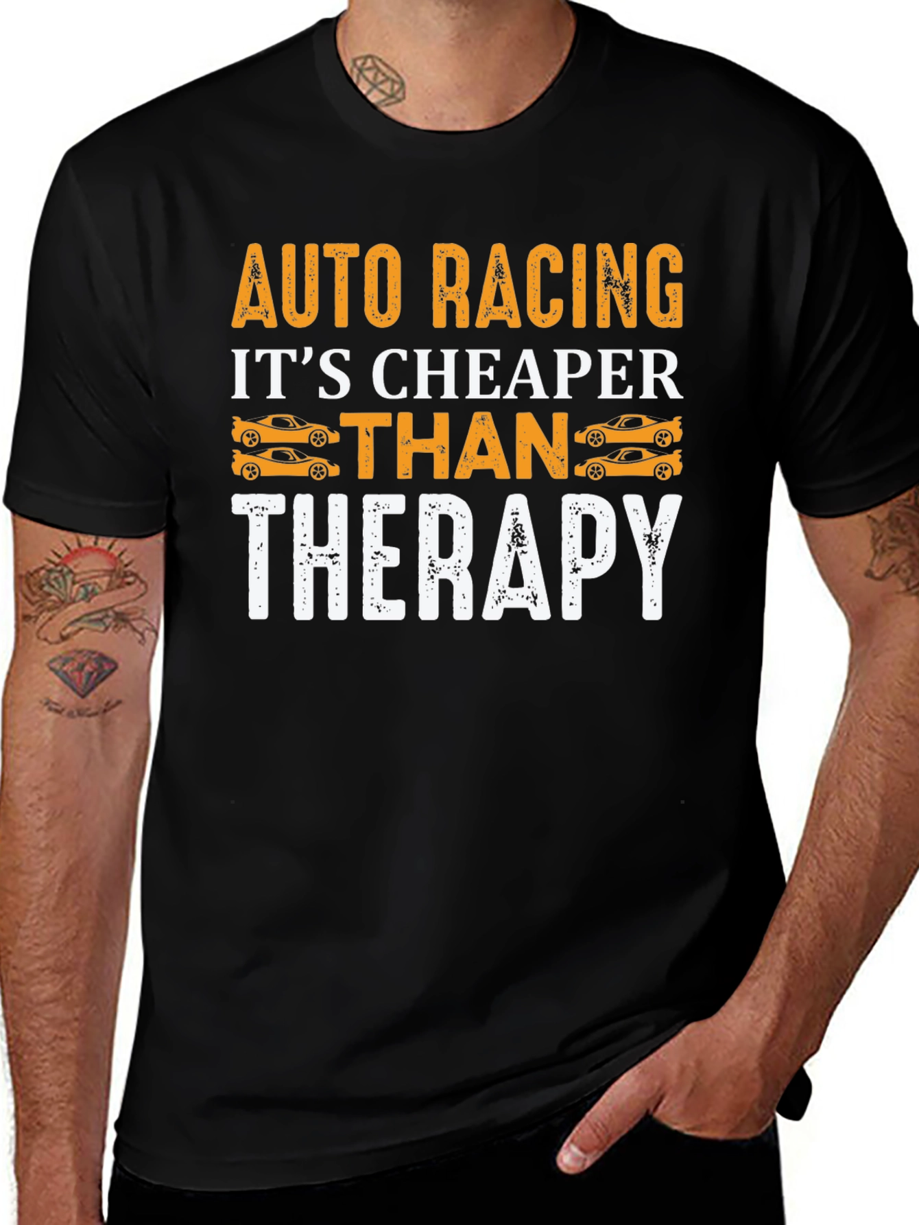 Auto Racing Cheaper Than Therapy Graphic T-Shirt