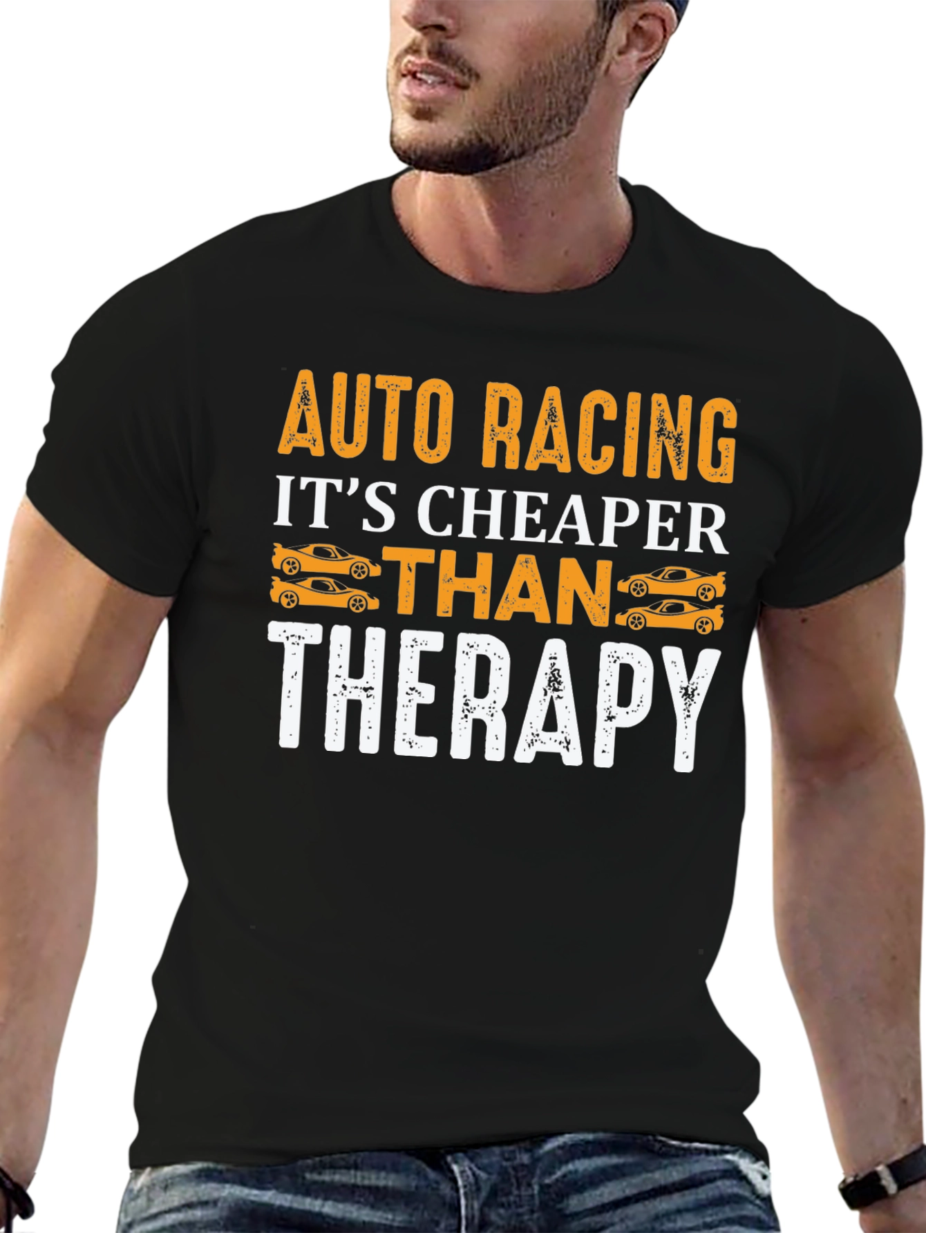 Auto Racing Cheaper Than Therapy Graphic T-Shirt