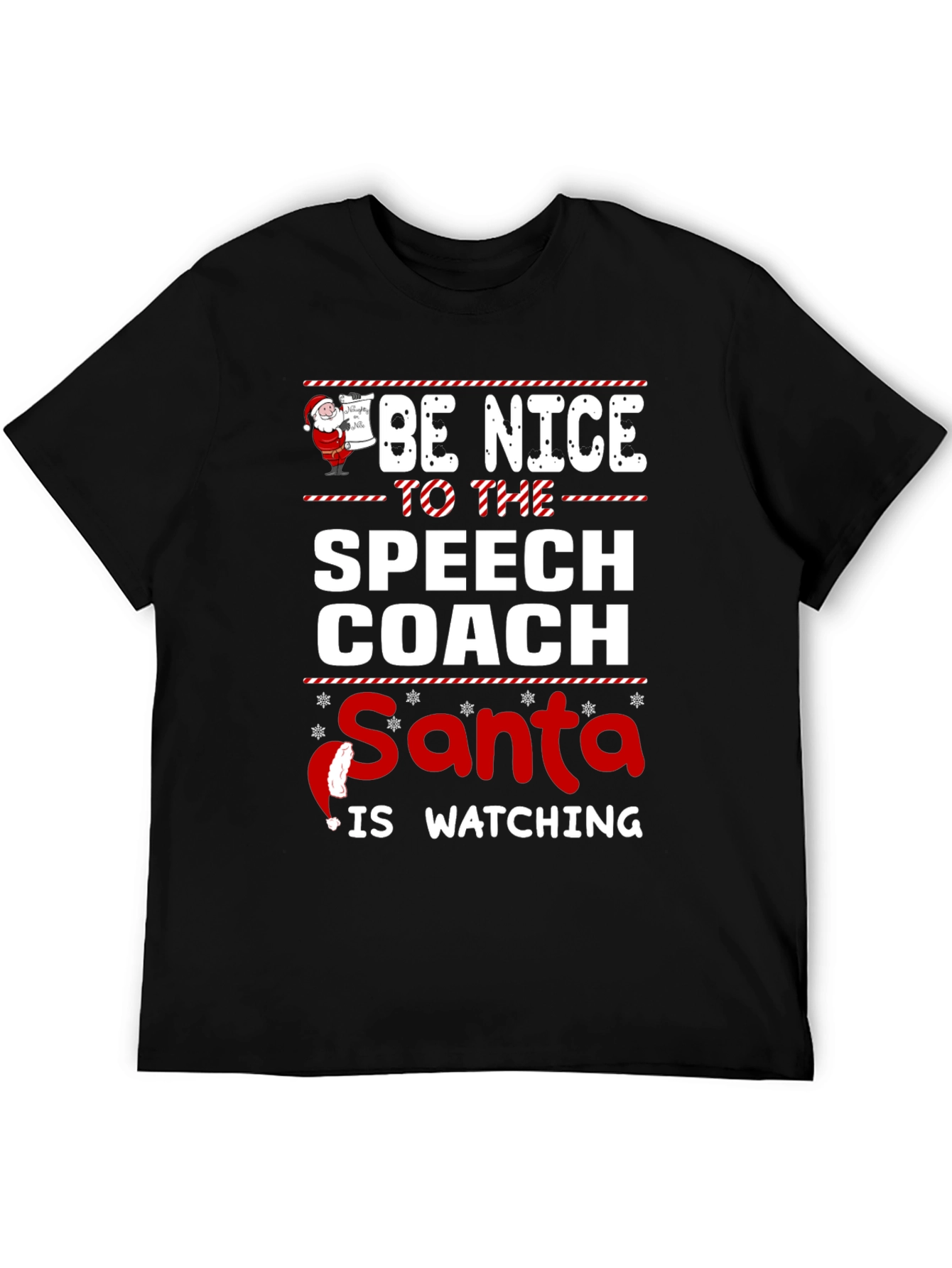 Funny Speech Coach Santa Watching Christmas T-Shirt